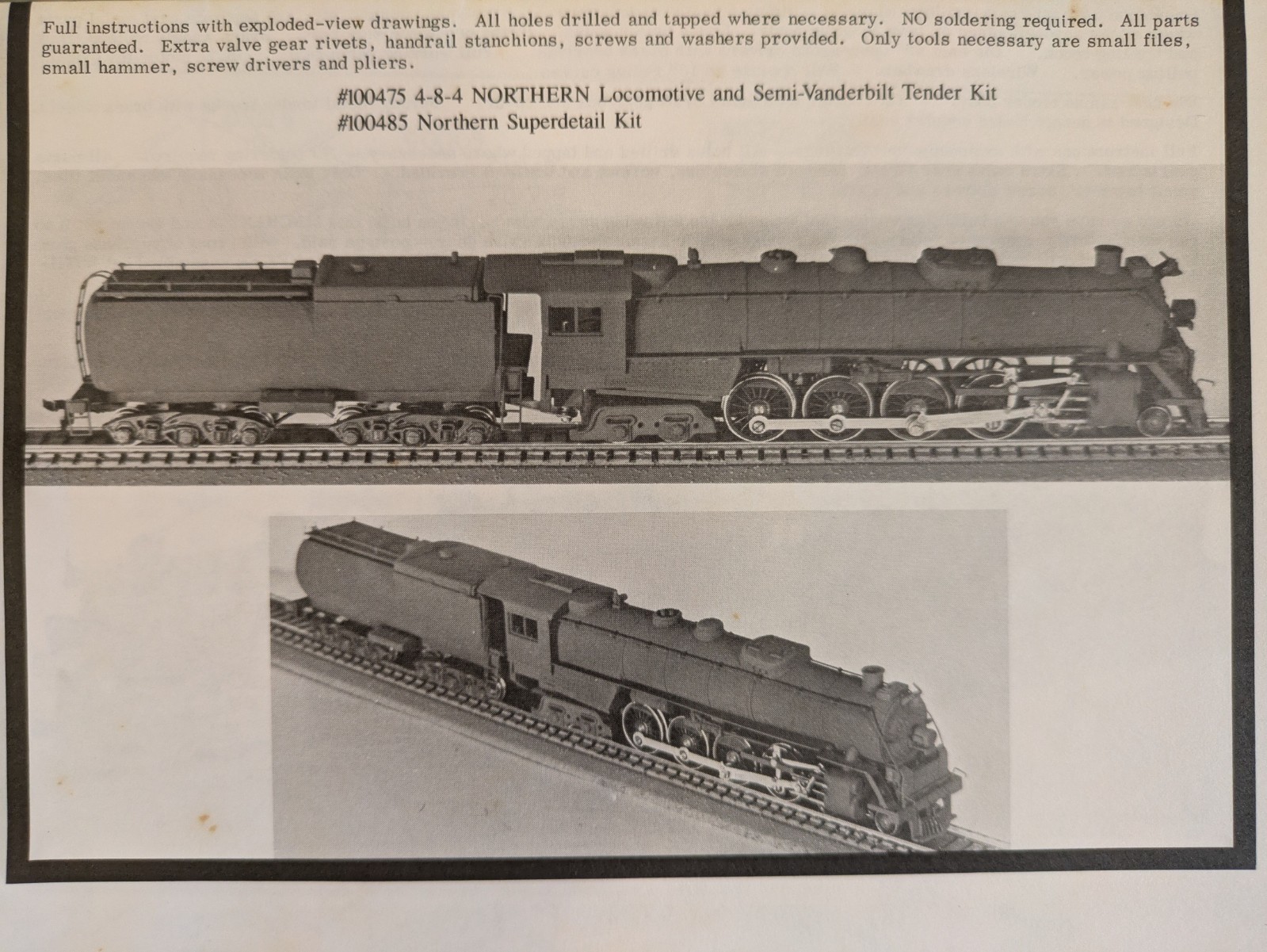 HO 4-8-4 w/ Tender Northern Kit RARE! NIB NOS # 100475