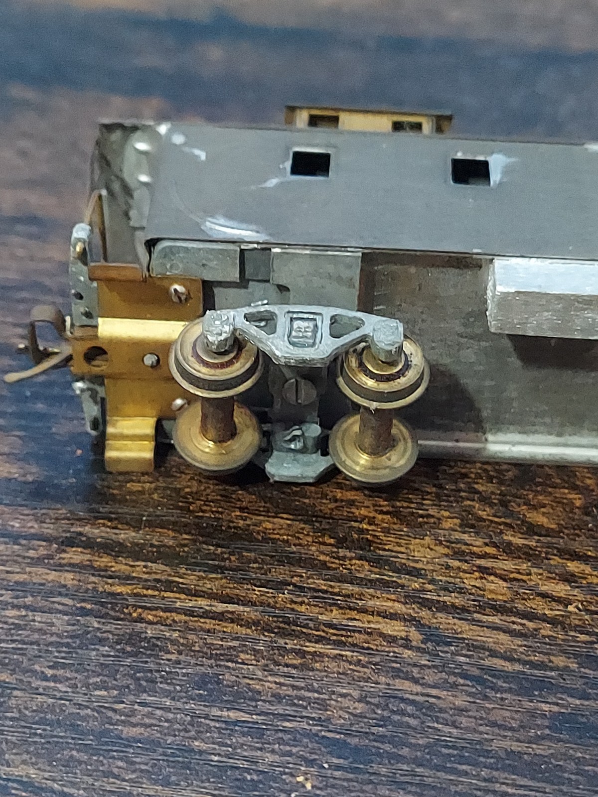 Vintage Brass painted Caboose HO Gauge Train Car Model Gray Silver Brass
