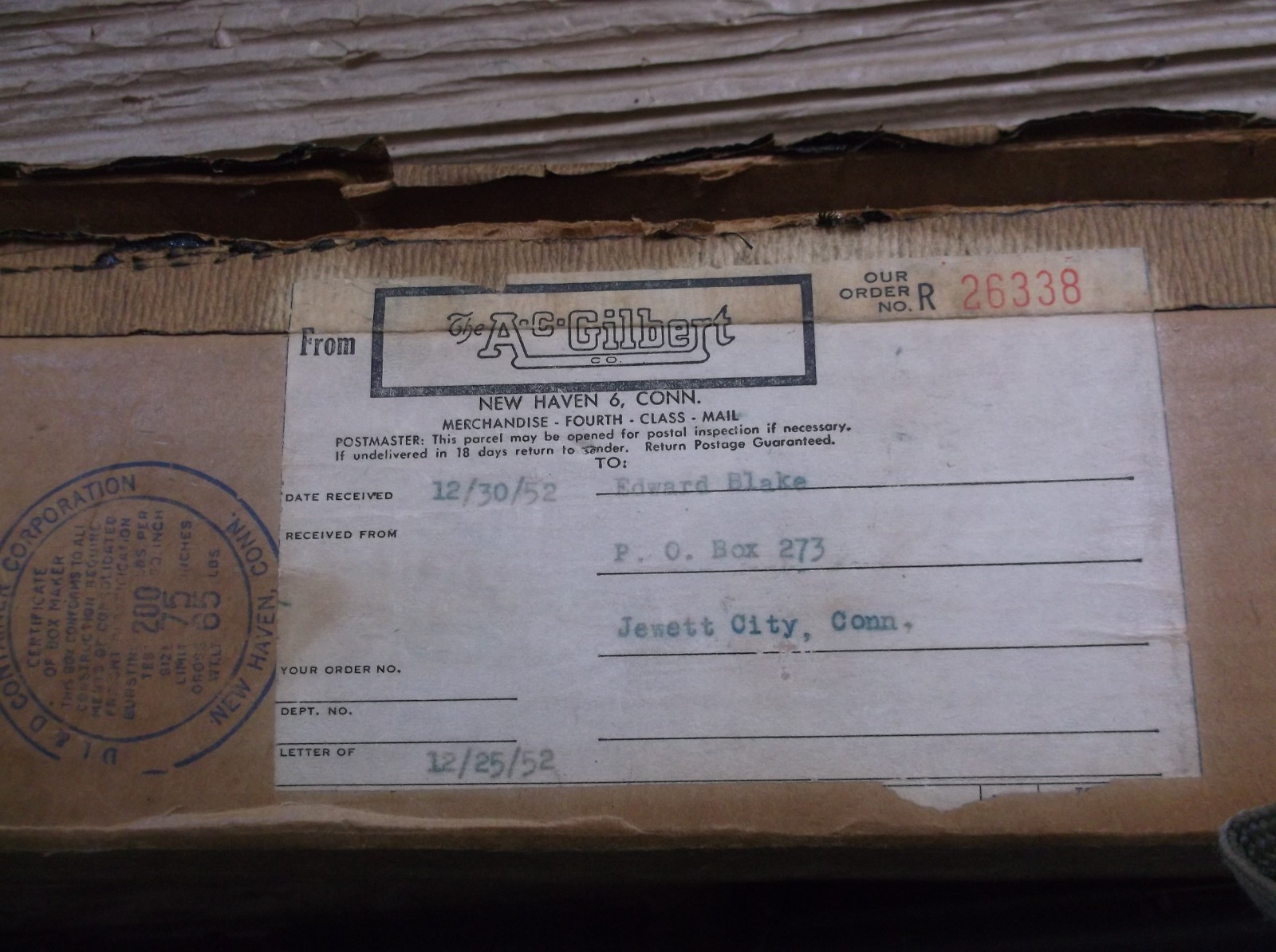 1952 AMERICAN FLYER K335 4-8-4 STEAM LOCOMOTIVE & TENDER W/ORG BOX & WRAPPER