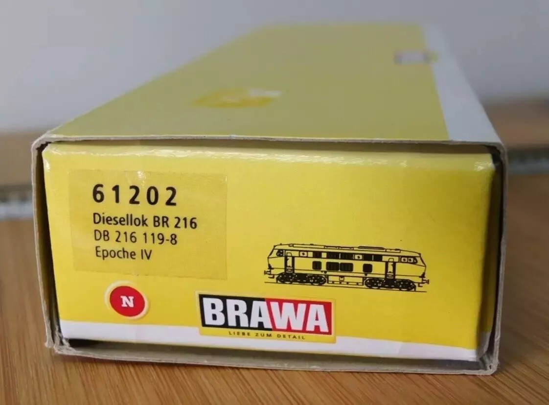 Brawa 61202 N gauge DB BR 216 diesel loco in cream & blue blue livery