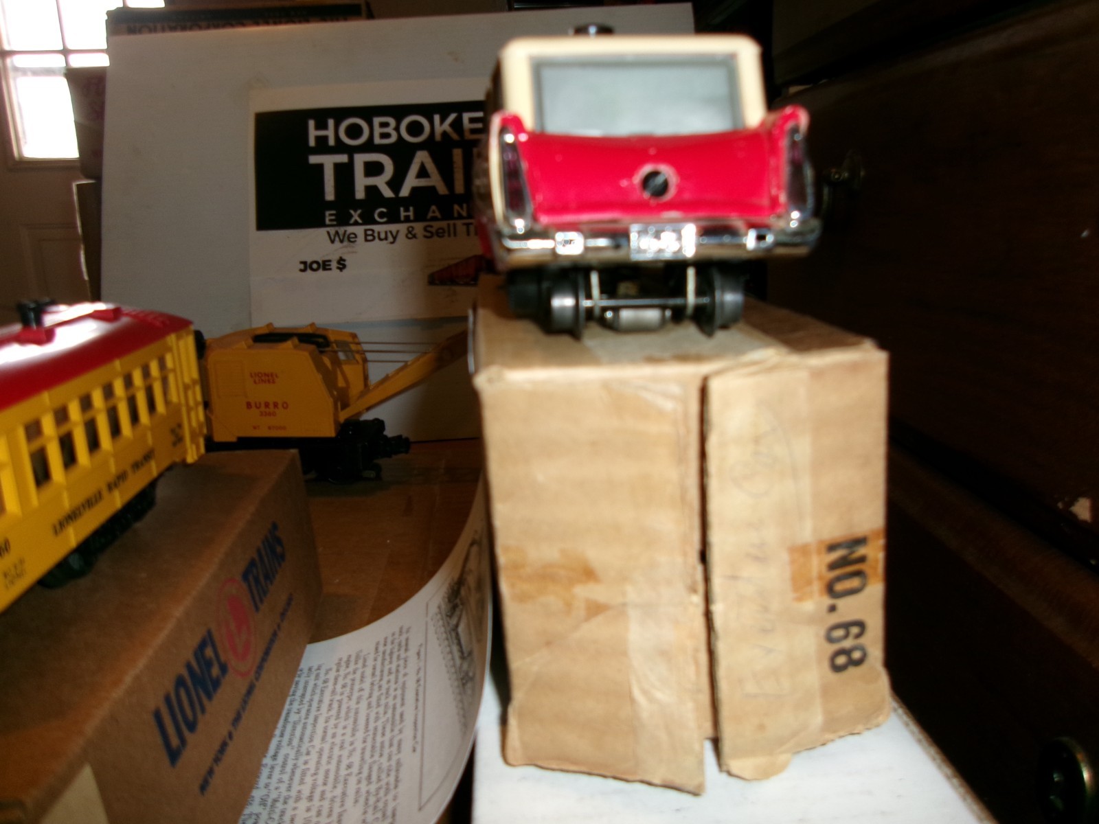 YORK SPECIAL LIONEL POSTWAR #60 TROLLY & #68 INSPECTION CAR W/BOXES & INSTR.