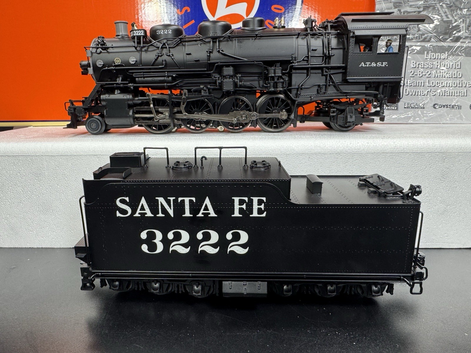 Lionel LEGACY 6-84472 brass hybrid Santa Fe Mikado steam engine #3222 LNIB