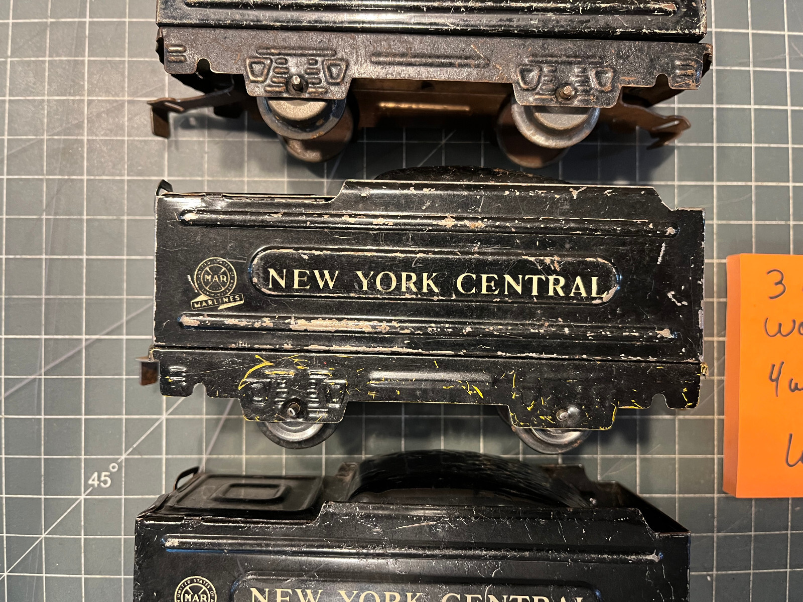 Marx Train THREE (3) MARLINES METAL 951 NYC WEDGE TENDER Tin Litho LOT B