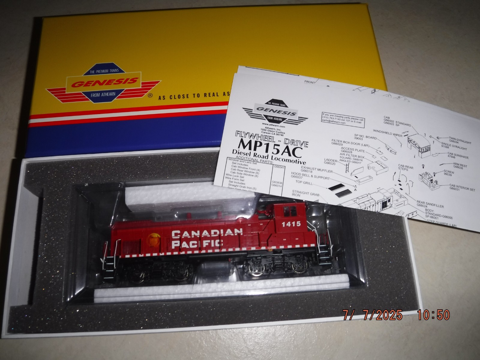 GENESIS HO CANADIAN PACIFIC MP15-AC LOCO SWITCHER #1415 w/DCC QUICK-PLUG – NEW!
