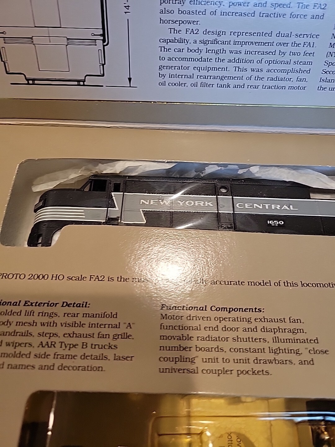 Proto 2000 HO Scale FA2 #8328 NEW YORK CENTRAL #1650