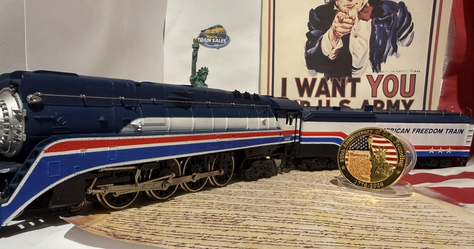 HO American Freedom Train 4-8-4 #4449 Steam Locomotive Runs Vintage