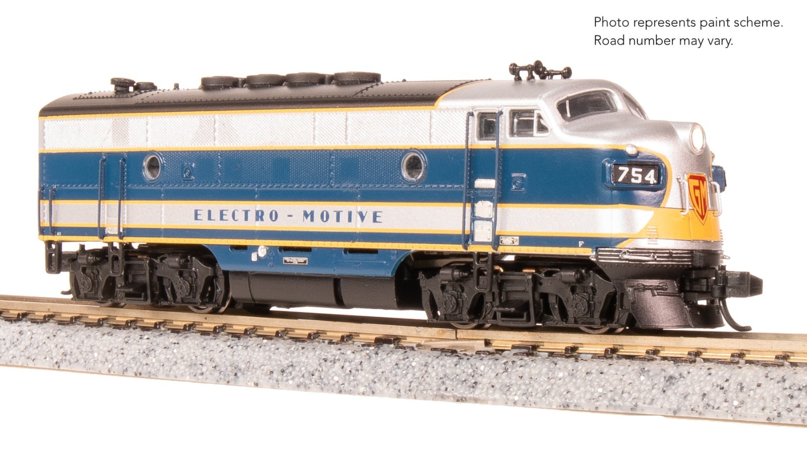 Broadway 9205 EMD F3 A/B, Demo 754A1/754B1, Blue & Aluminum, A-unit Paragon4