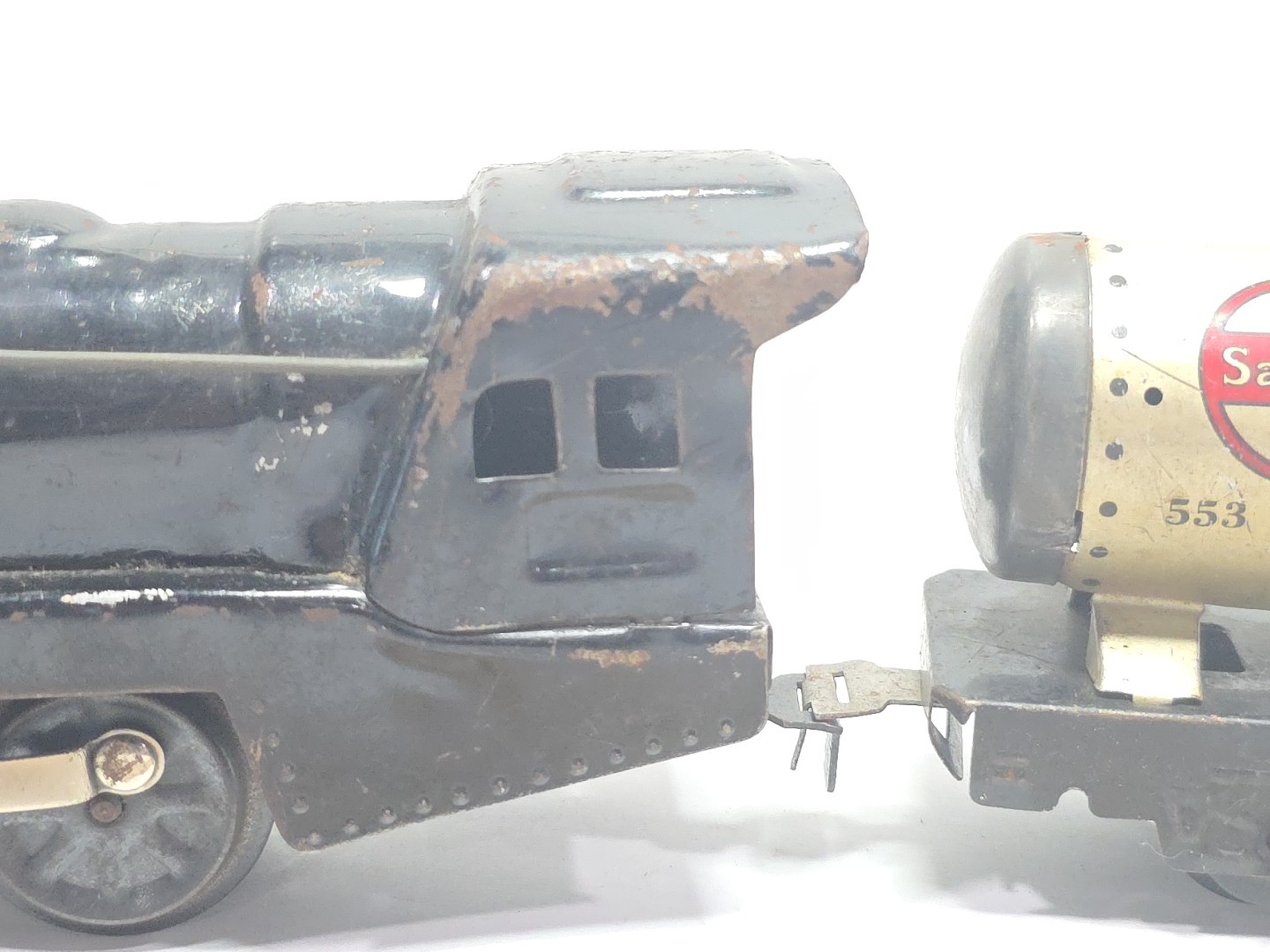 MARX Pre War O Gauge Pressed Steel Wind Up Locomotive *NO KEY* Tested Works Tank