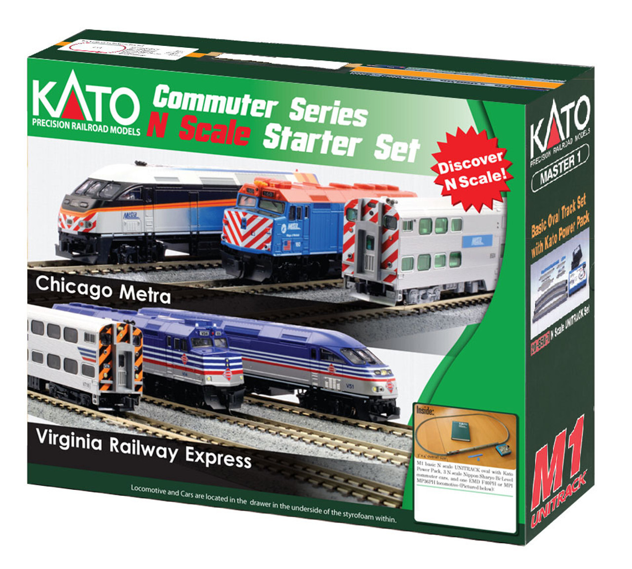 Kato 106-CHICAGO N Scale Chicago Metra EMD F40PH & Gallery Bi-Level Starter Set