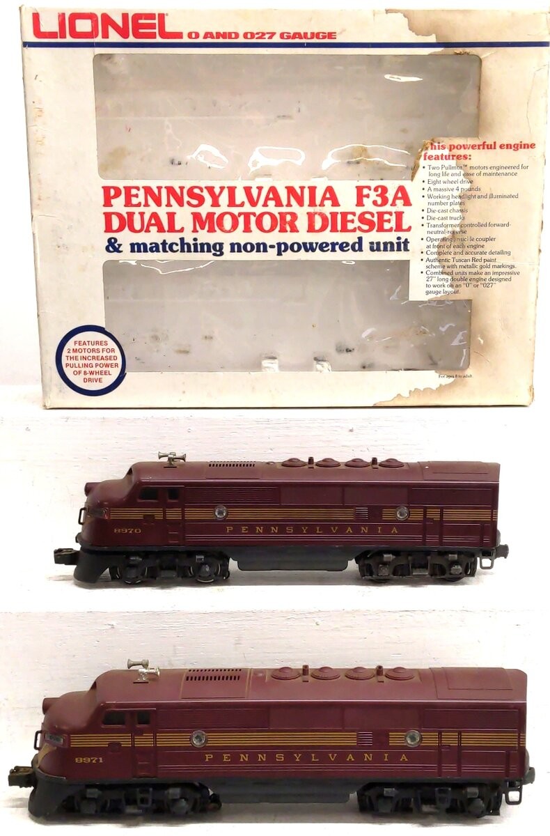 Lionel 6-8970 O Gauge Pennsylvania F3 Tuscan AA Diesel Locomotive Set/Box