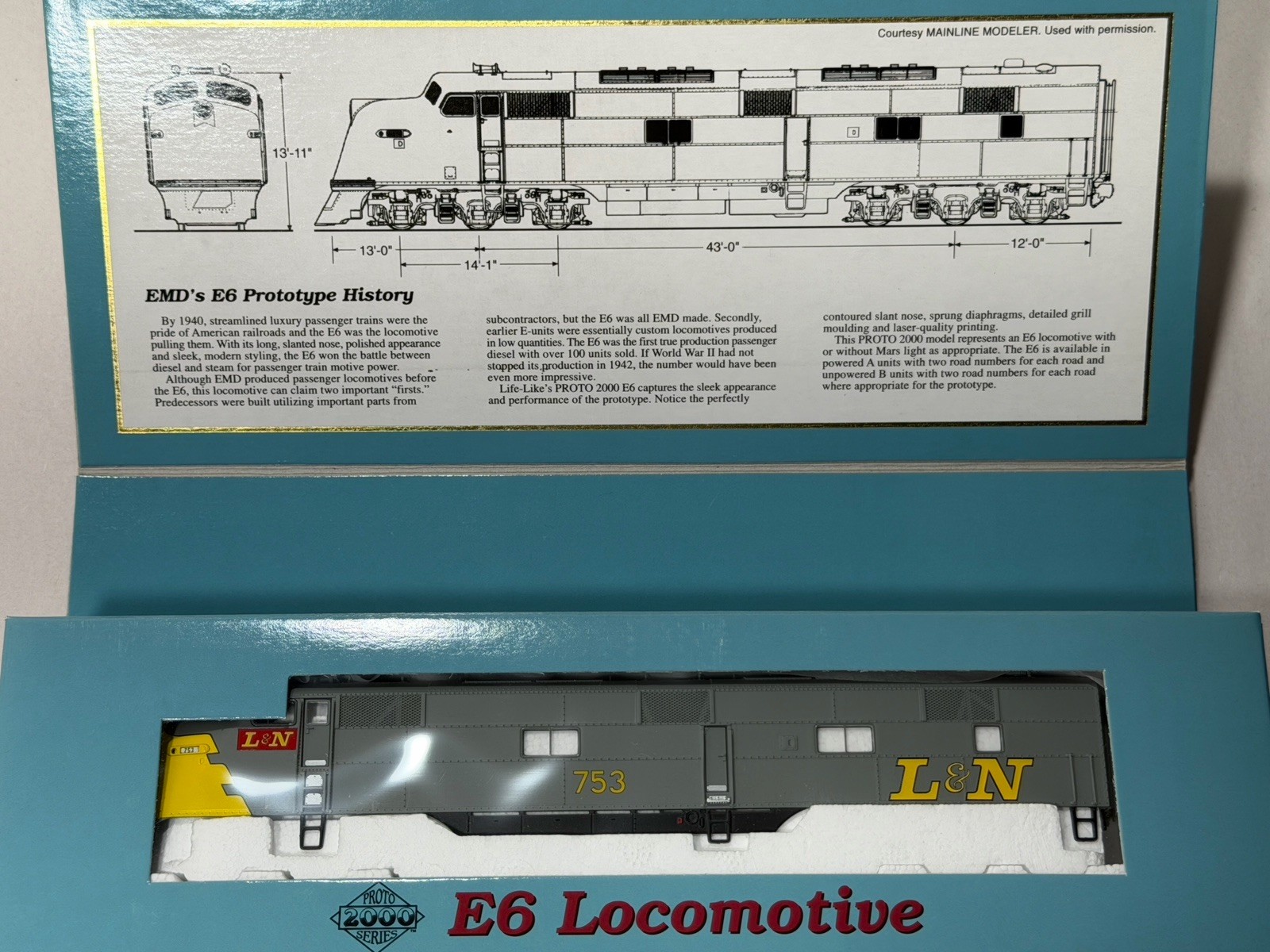Vintage NOS Proto 2000 E6 Loco Louisville & Nashville #753 Mars HO Unopened NIB