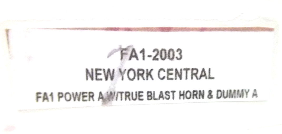 WILLIAMS ” NEW YORK CENTRAL” FA 1 A / A WITH DUAL MOTORS AND HORN