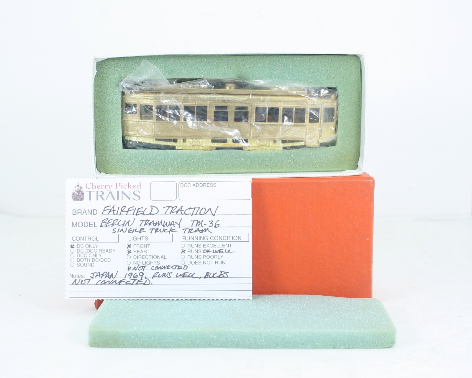 HO Brass Fairfield Traction Berlin Tramway Single Truck Tram TM-36