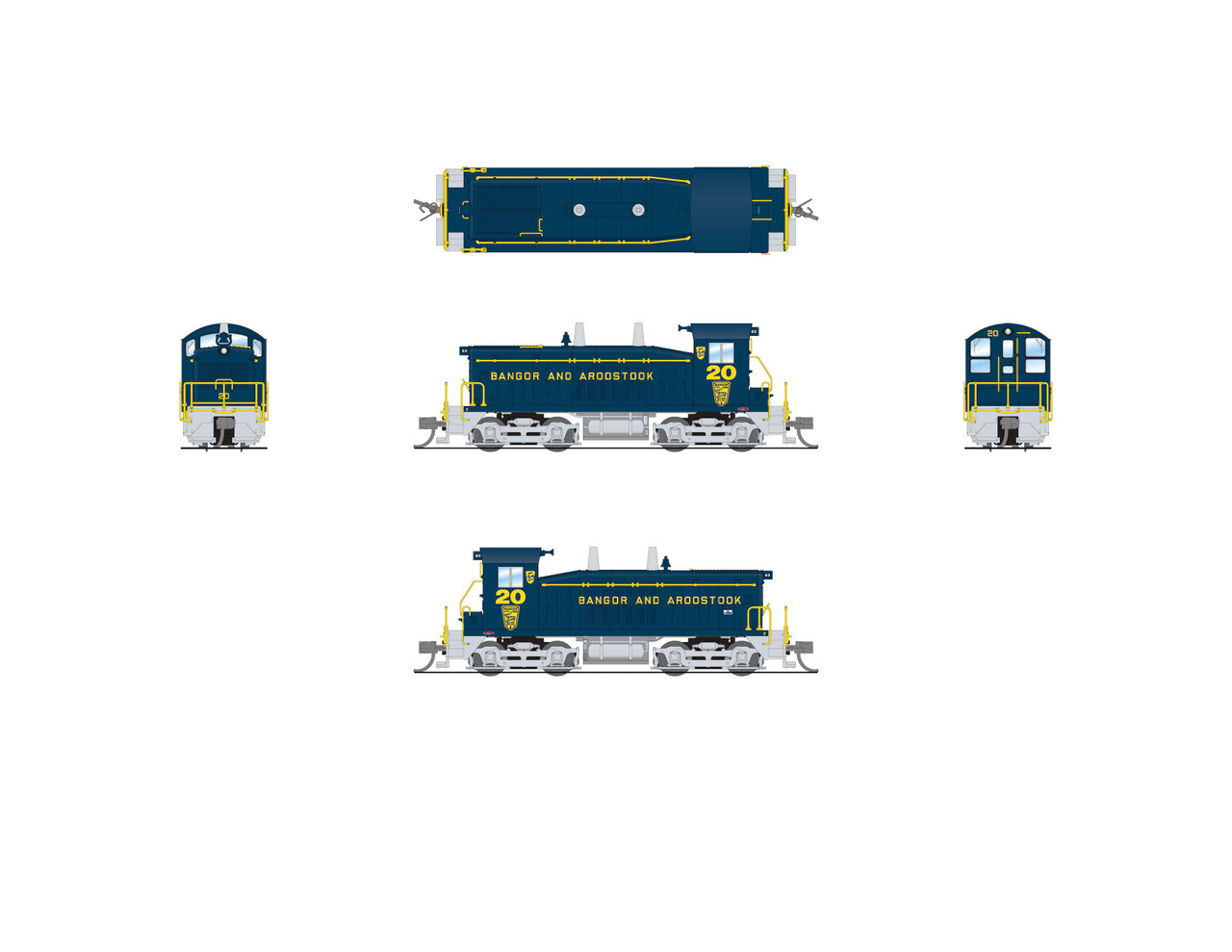 Broadway Limited 7484 N BAR EMD NW2 Diesel Locomotive Blue Yellow Diesel 20