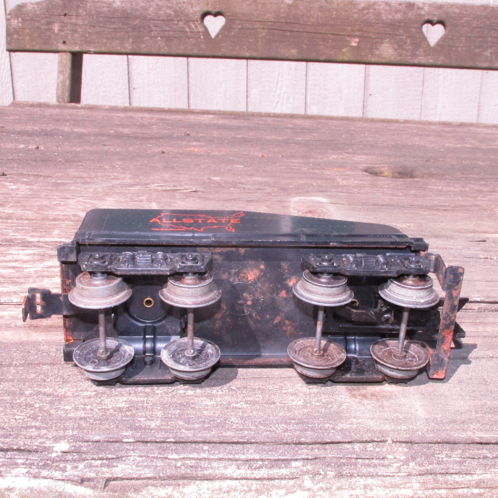 Marx O Train Black ALLSTATE Orange Letter Slope Wedge Tender 8 Wheel USA PreOwn