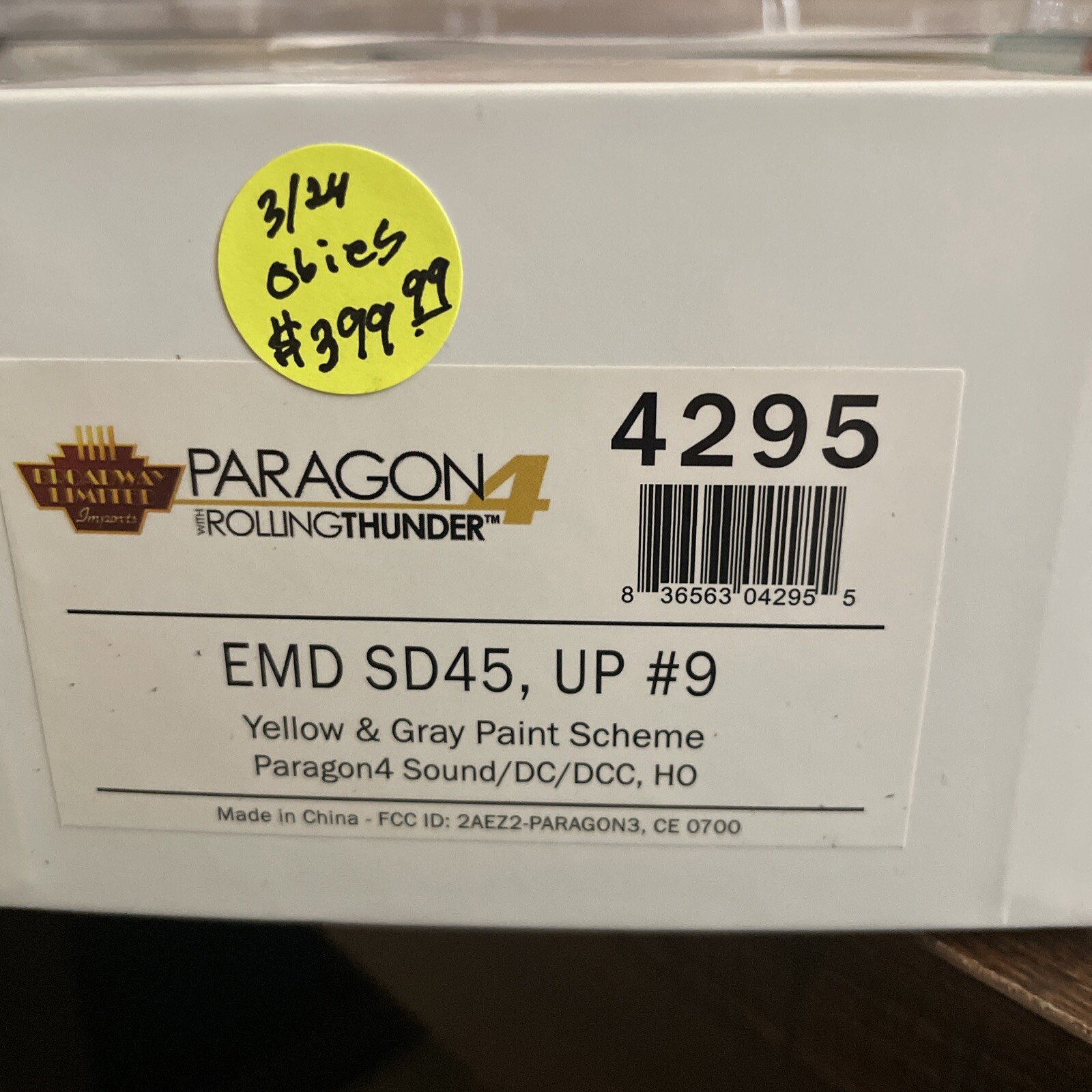 New! HO BWL 4295 Paragon4 EMD SD45, UP #9 DC/DCC/Sound