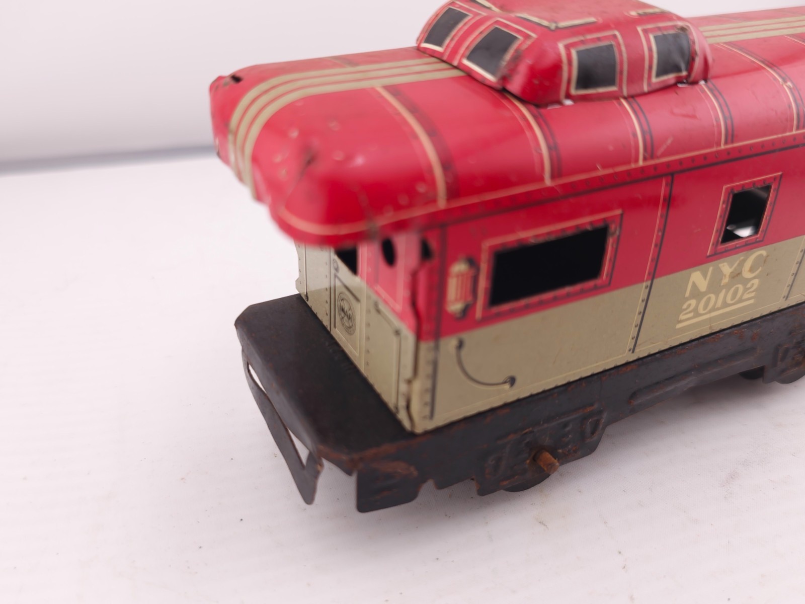 READ Vintage Marx O Scale New York Central Caboose Train Car 20102 Litho Tin Toy
