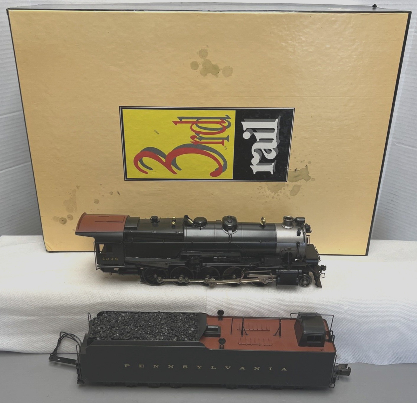 3RD RAIL SUNSET 4235 BRASS PENNSYLVANIA I-1 2-10-0 STEAM LOCO & LONG TENDER LNIB