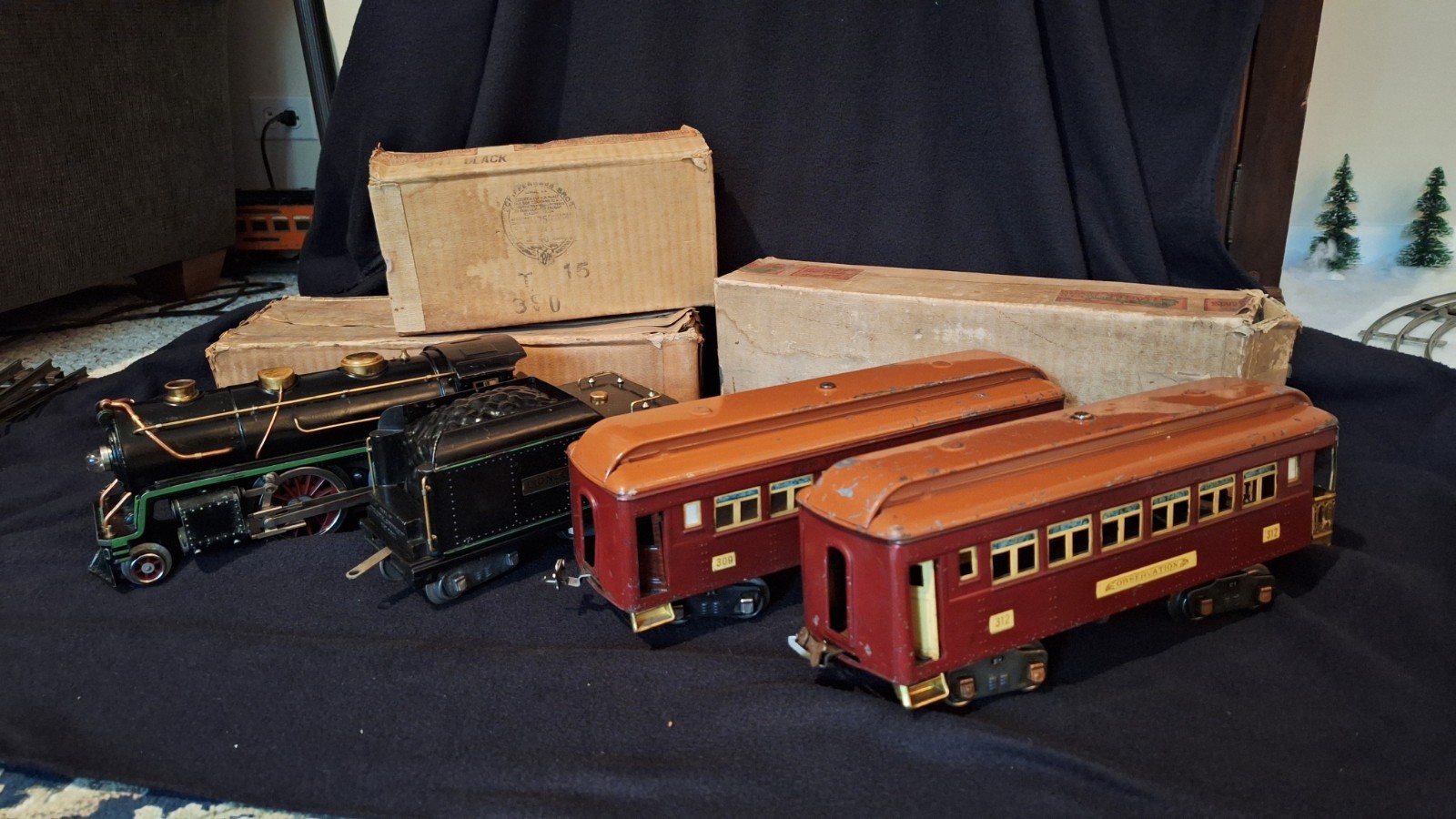 Prewar Lionel Standard Gauge Outfit # 362 384 384t 309 312 Wine w/ Some OBs 1931