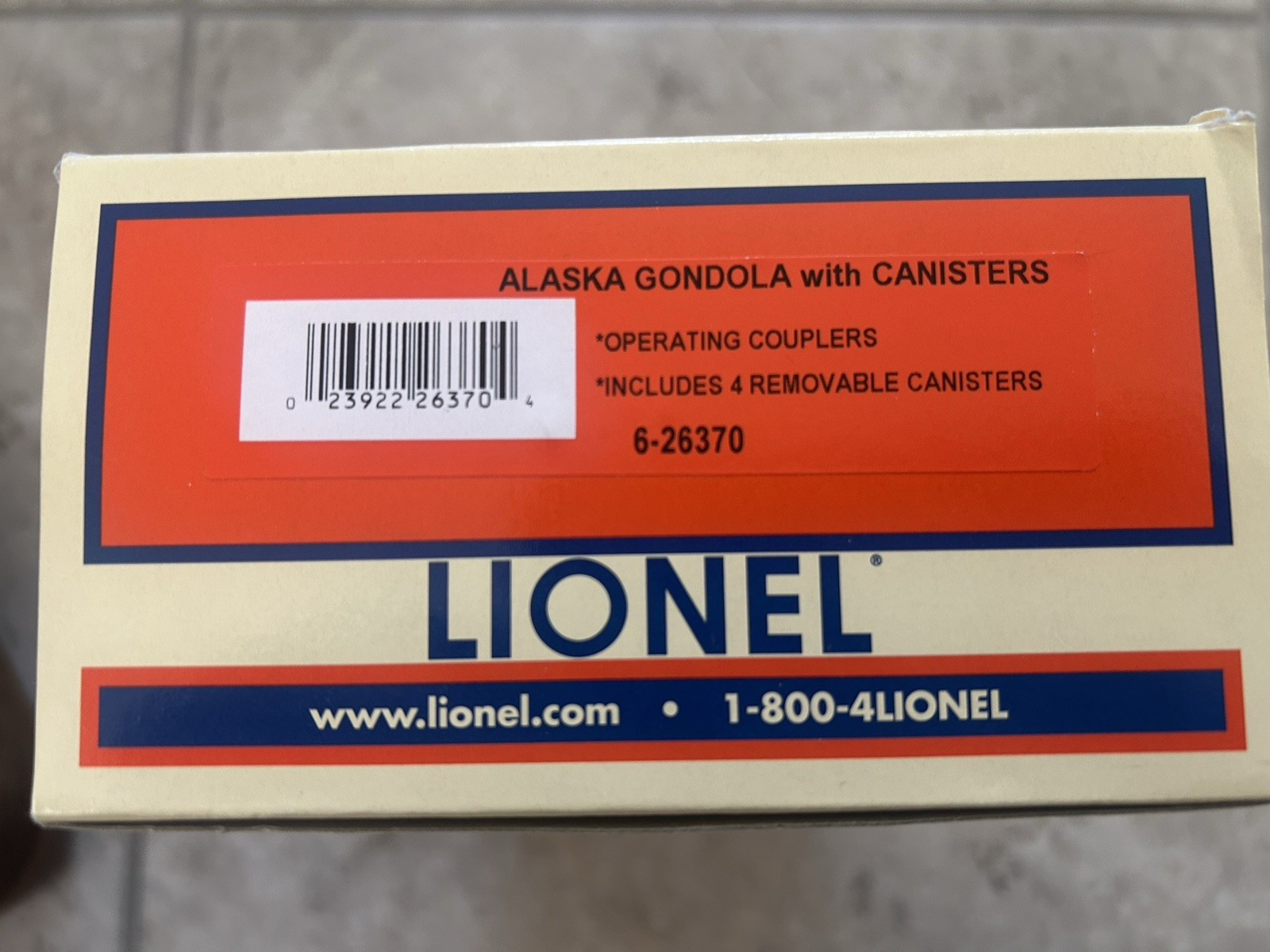LIONEL O GAUGE 2004 ALASKA 26 370 GONDOLA WITH 4 CANISTERS 6-26370