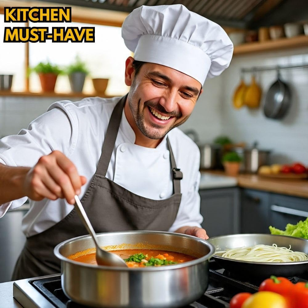 F&F Chef Kunz Spoon | Silver Stainless Steel 2 Tbsp Basting Spoon, 9 Inch Solid