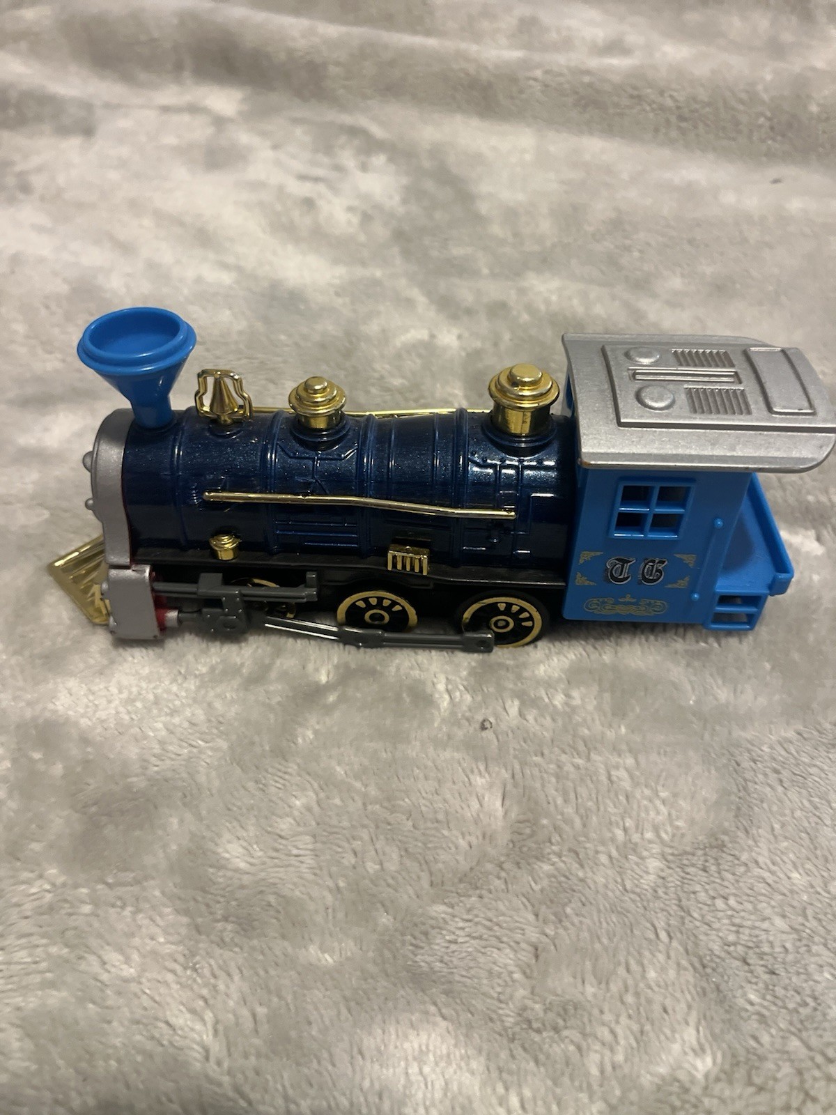Schilling Die-cast 7″ Large Blue Locomotive In Good Cond. Pull Back Action