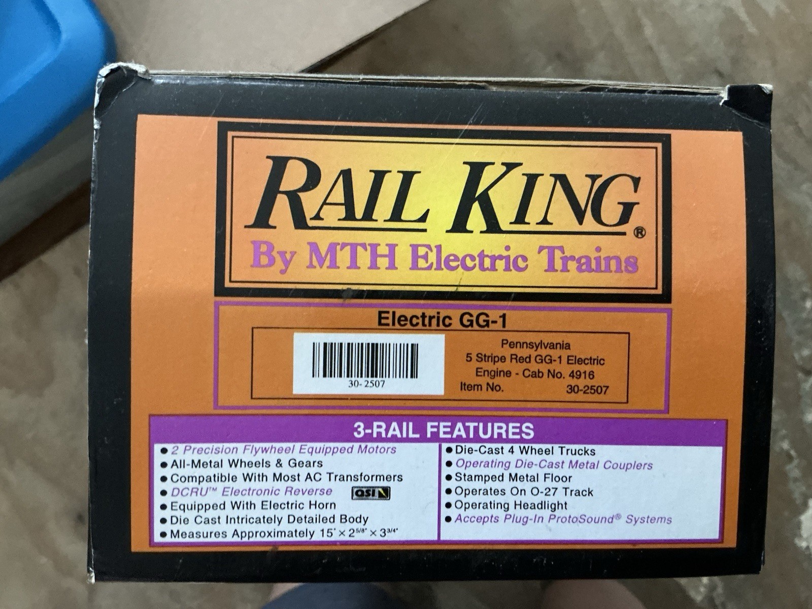 RAIL KING BY MTH ELECTRIC GG-1 ENGINE 4916 PART#30-2507 IN ORIGINAL BOX