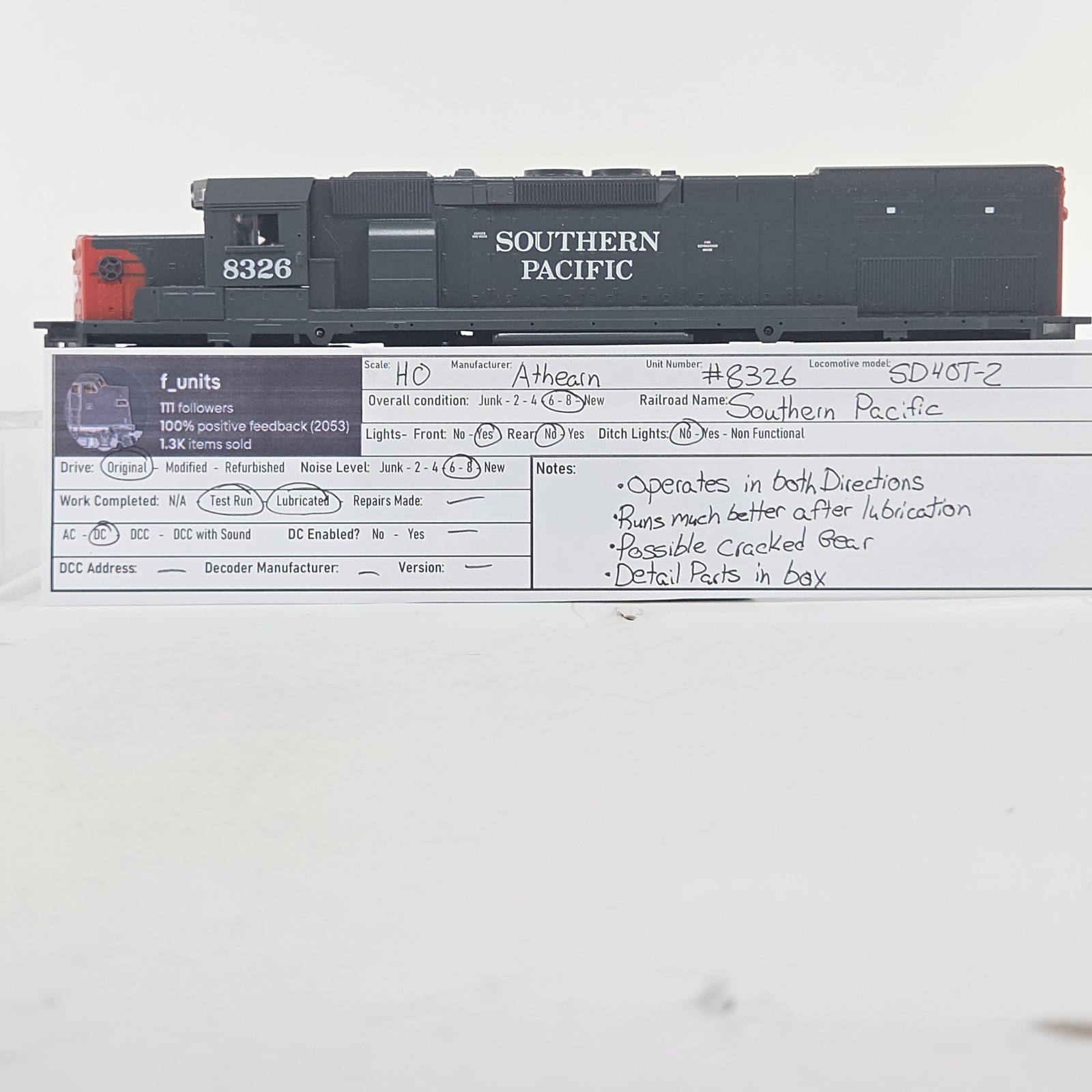 Athearn Blue Box HO Scale Southern Pacific SP #8326 SD40T-2
