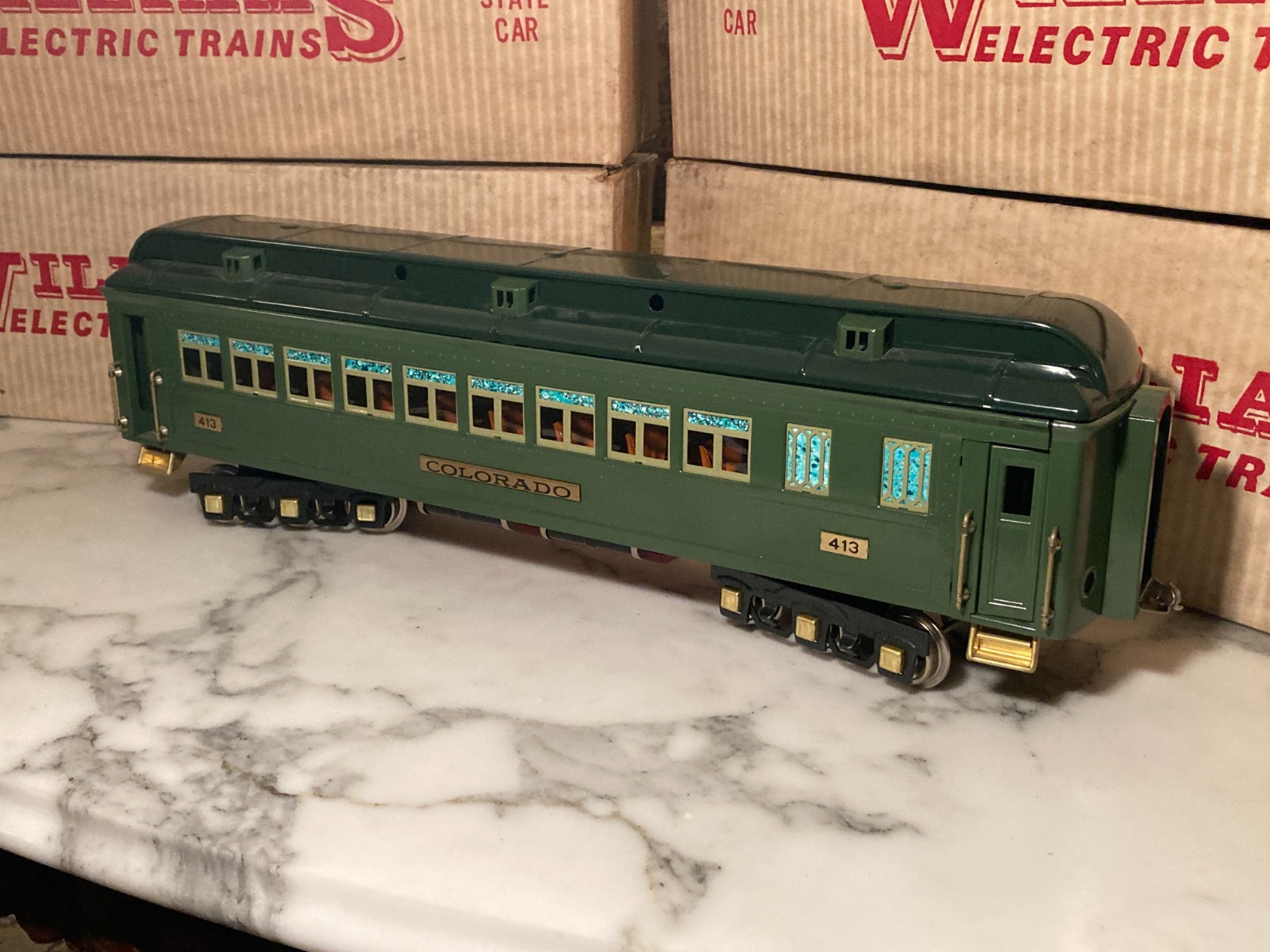1970s Lionel 381E Bild A Loco with Williams Train State Cars Standard Gauge