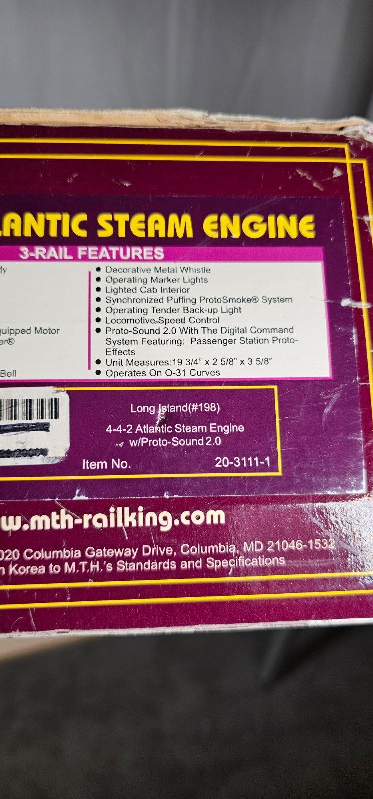 MTH – PREMIER – 20-3111-1 LONG ISLAND 4-4-2 ATLANTIC W/PROTO-2 W/BCR