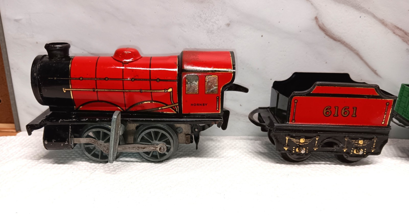 Hornby O Gauge M0 Clockwork Set c1932-33 Red Loco 6161 Boxed Prewar See Video