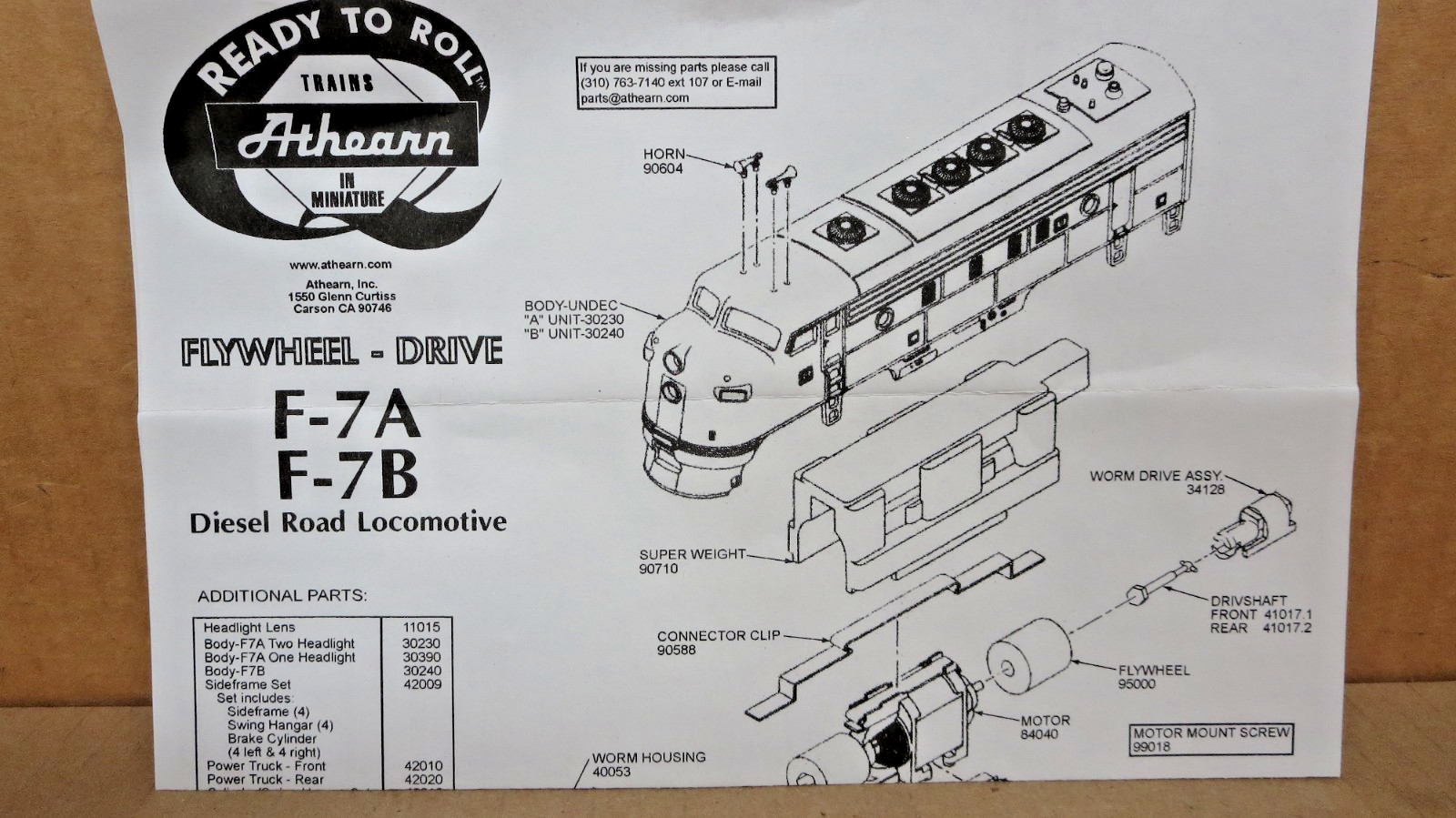 Athearn 8024 SP Daylight F7A-F7B 7034 7134 PWR/DMY LNIB HO