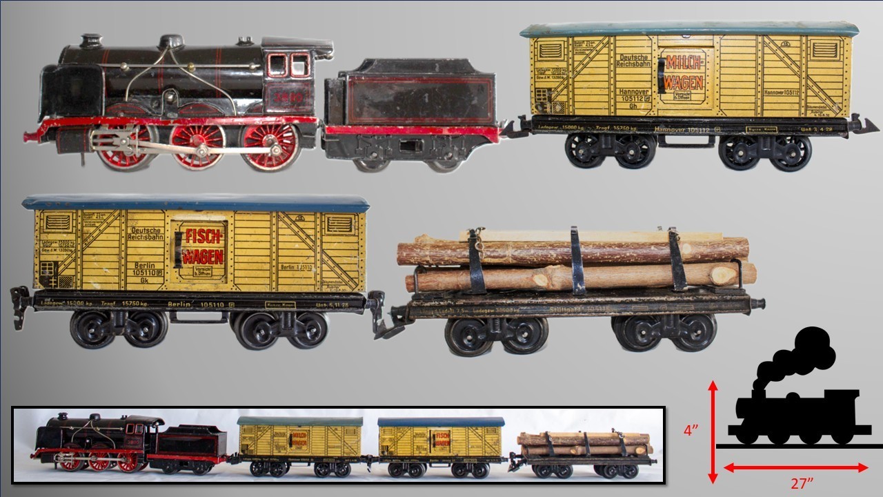 Vintage (c.1925-1930) Bing 0-gauge #3890 0-6-0 Freight Train Set