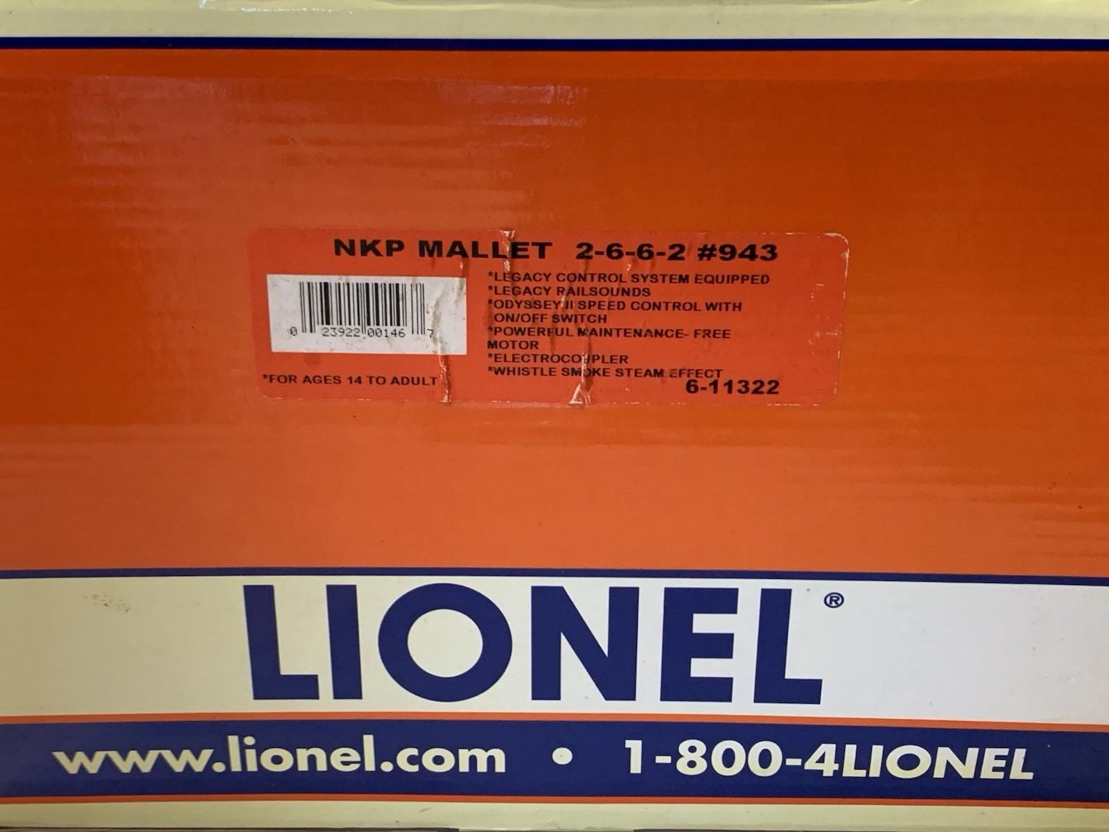 LIONEL LEGACY NICKEL PLATE ROAD MALLET 2-6-6-2 STEAM ENGINE 6-11322! O SCALE NKP