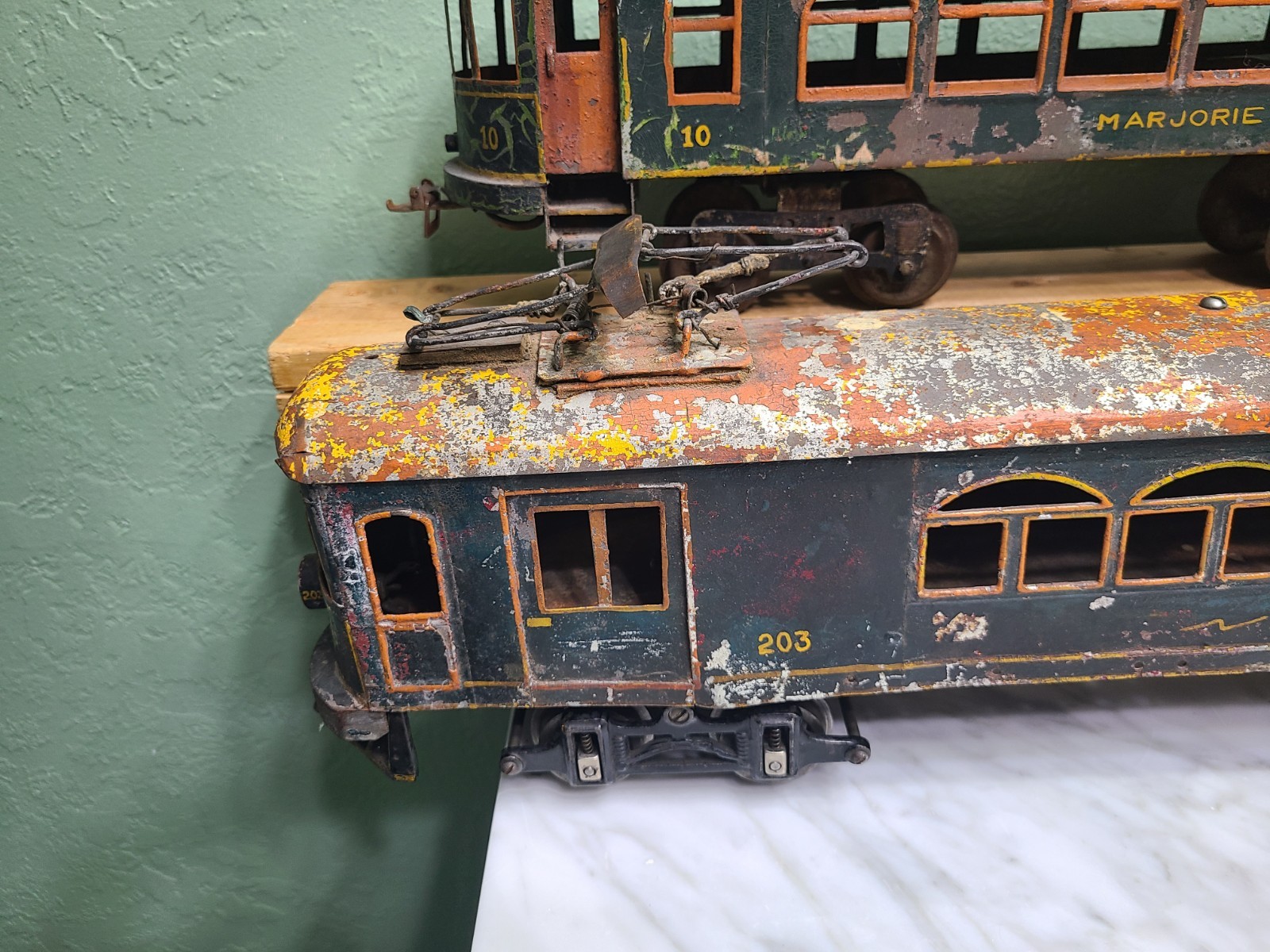 Voltamp Interurban toy train 2″ gauge trolley & trailer car look old prewar toys