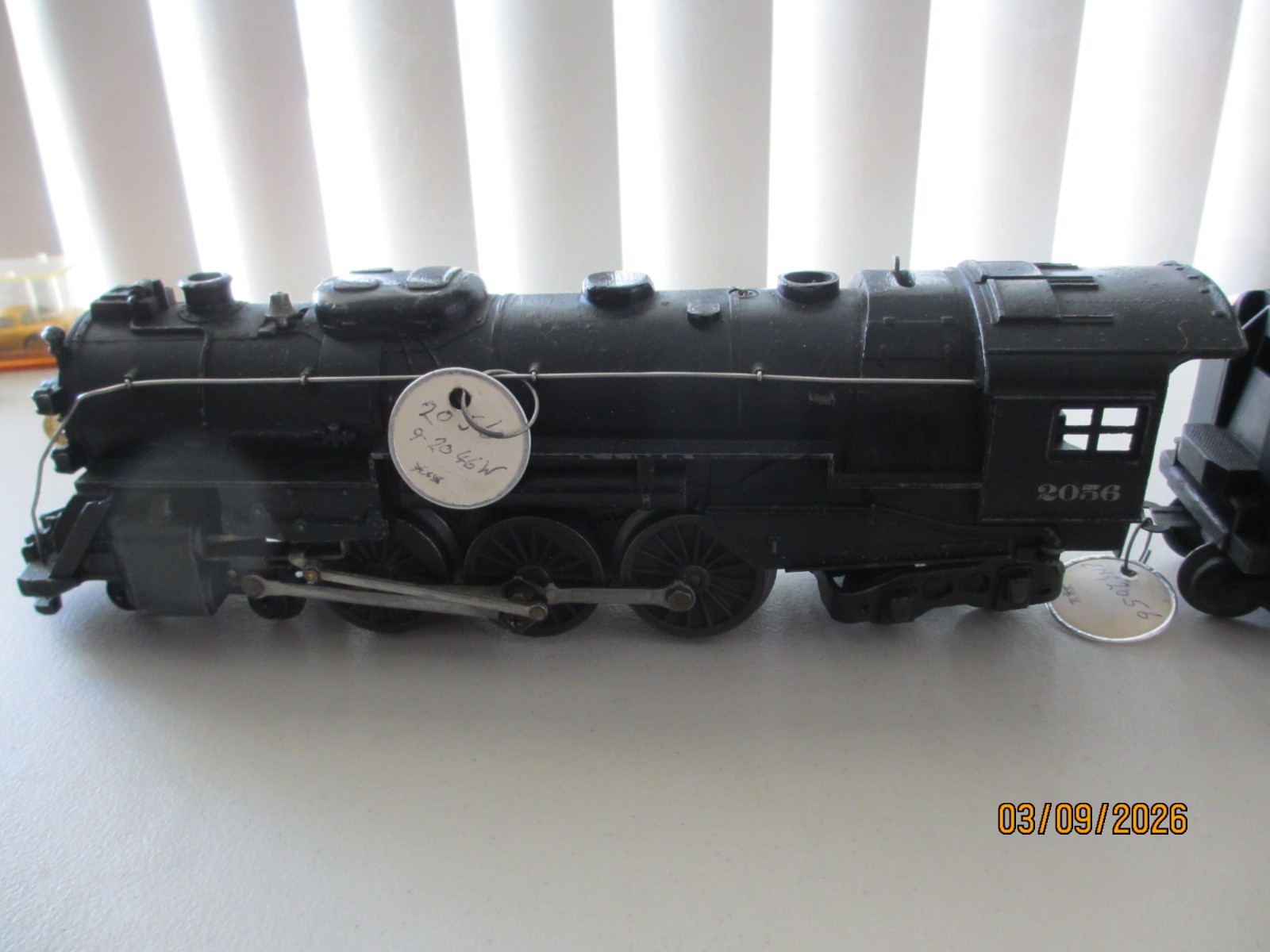 1952 LIONEL O GAUGE 2056 HUDSON STEAM LOCOMOTIVE WITH 2046W TENDER