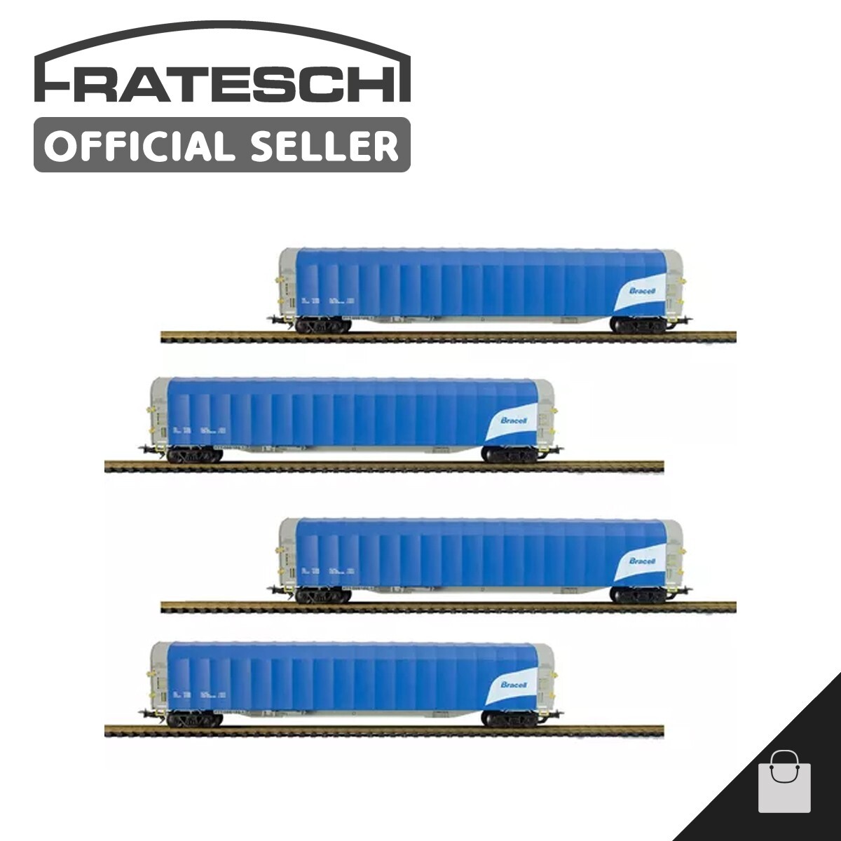 Frateschi 4 Bracell Cellulose Cars Set HO 2120 Miniature Train Wagons Kit 1:87