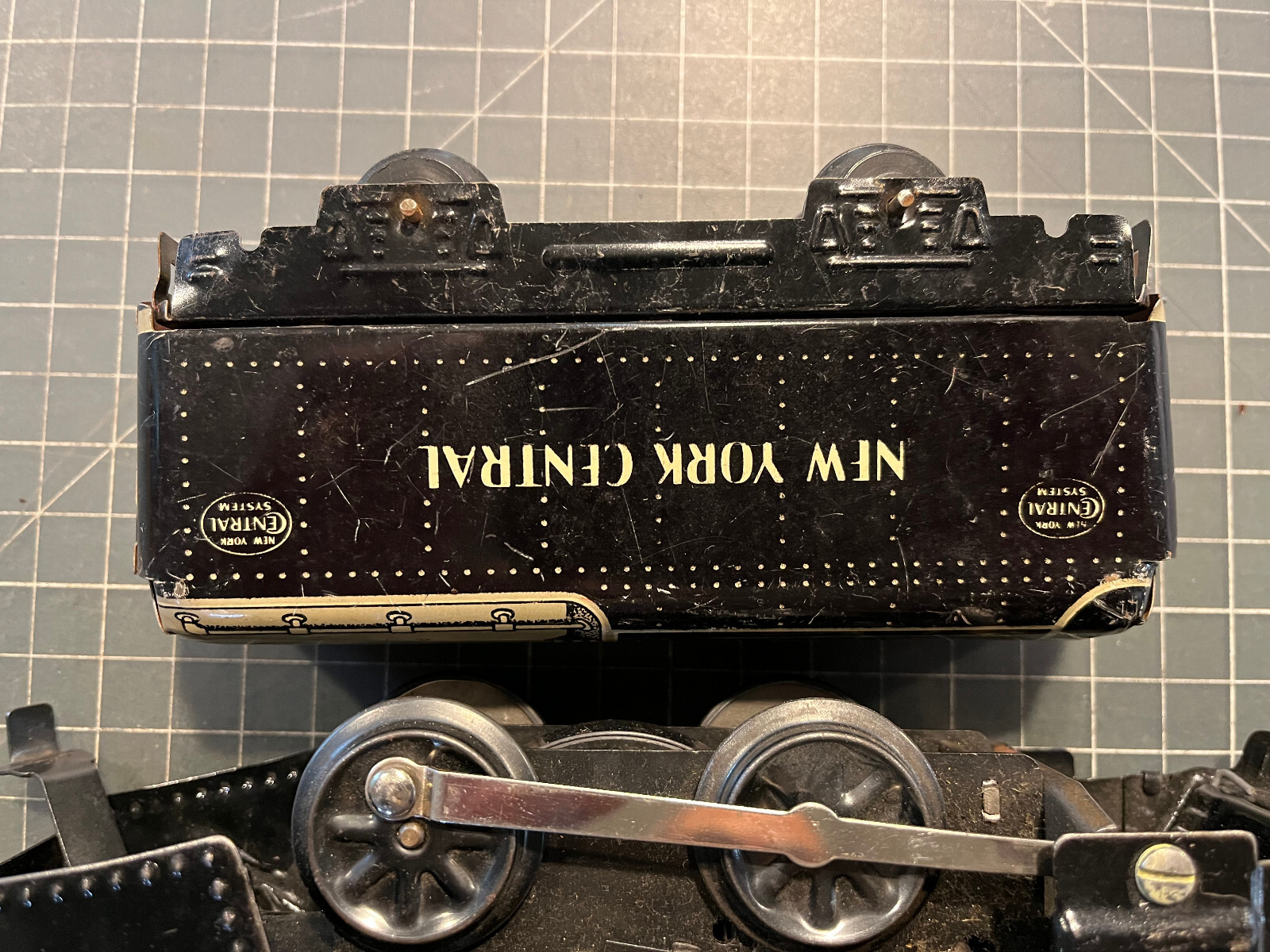 Marx Train 591 VERY NICE Black Locomotive Windup w/Bell & NYC Tender RUNS Lot J