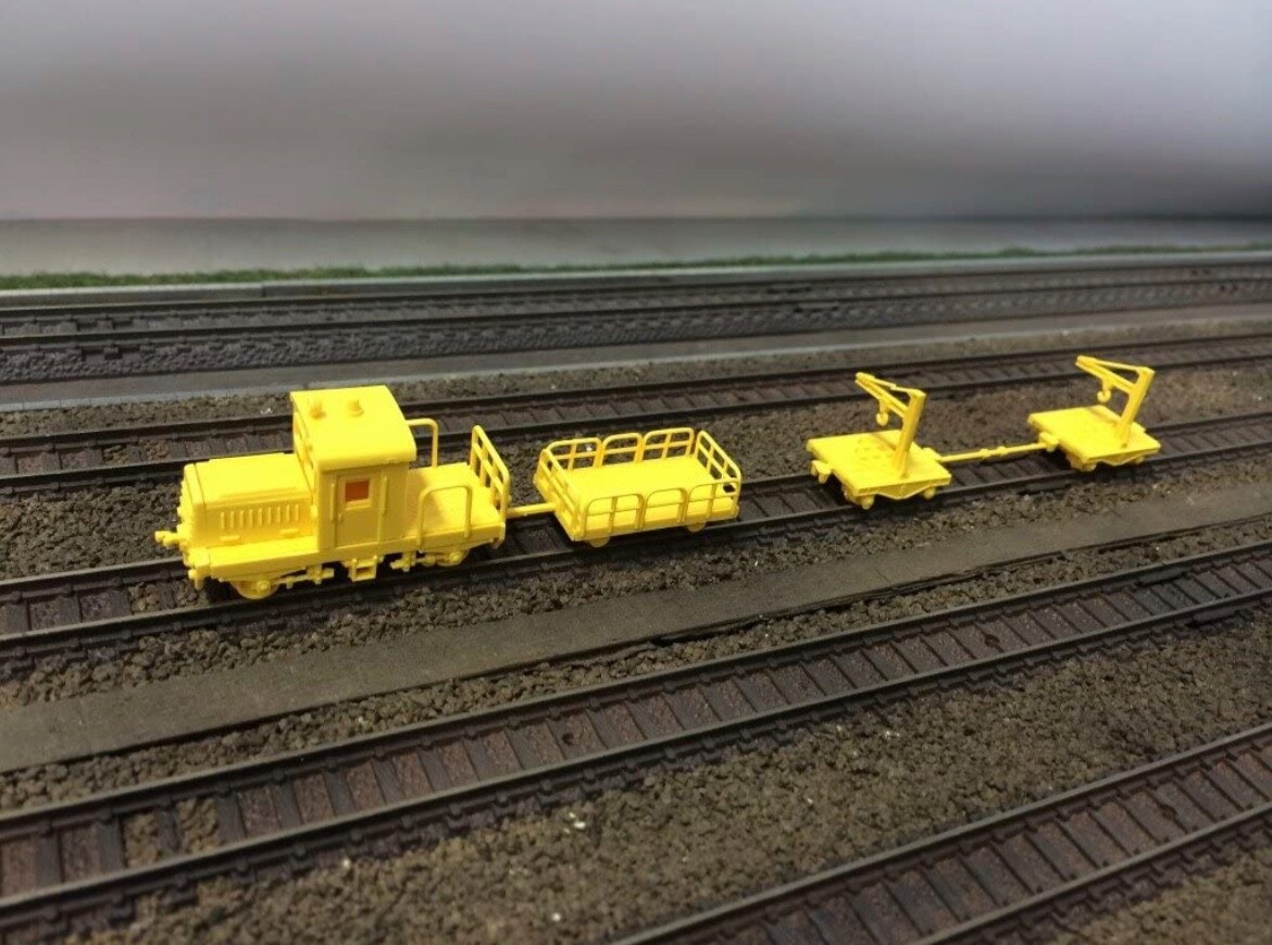 N Scale Greenmax 2528 Track Maintenance Diesel Locomotive & 3-Freight Cars Kit