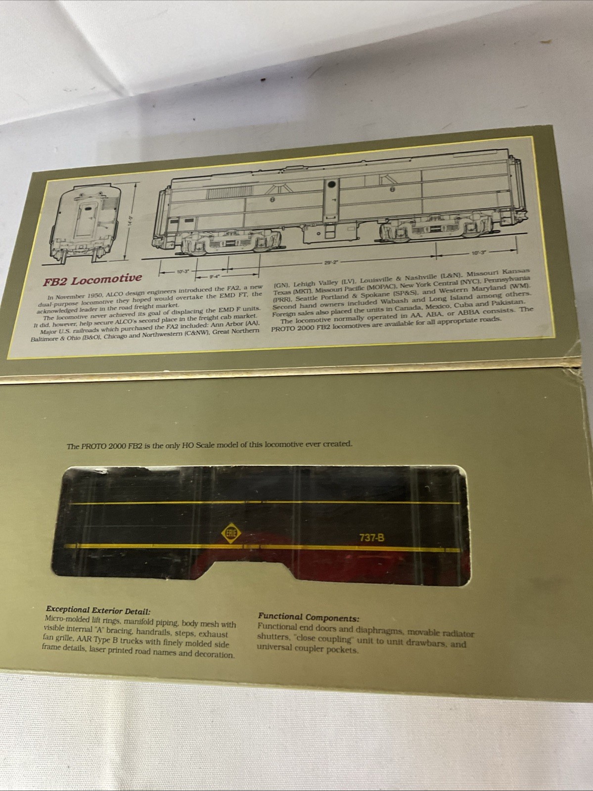 Life-Like Proto 2000 HO Scale FB2 Erie Locomotive Engine 737-B