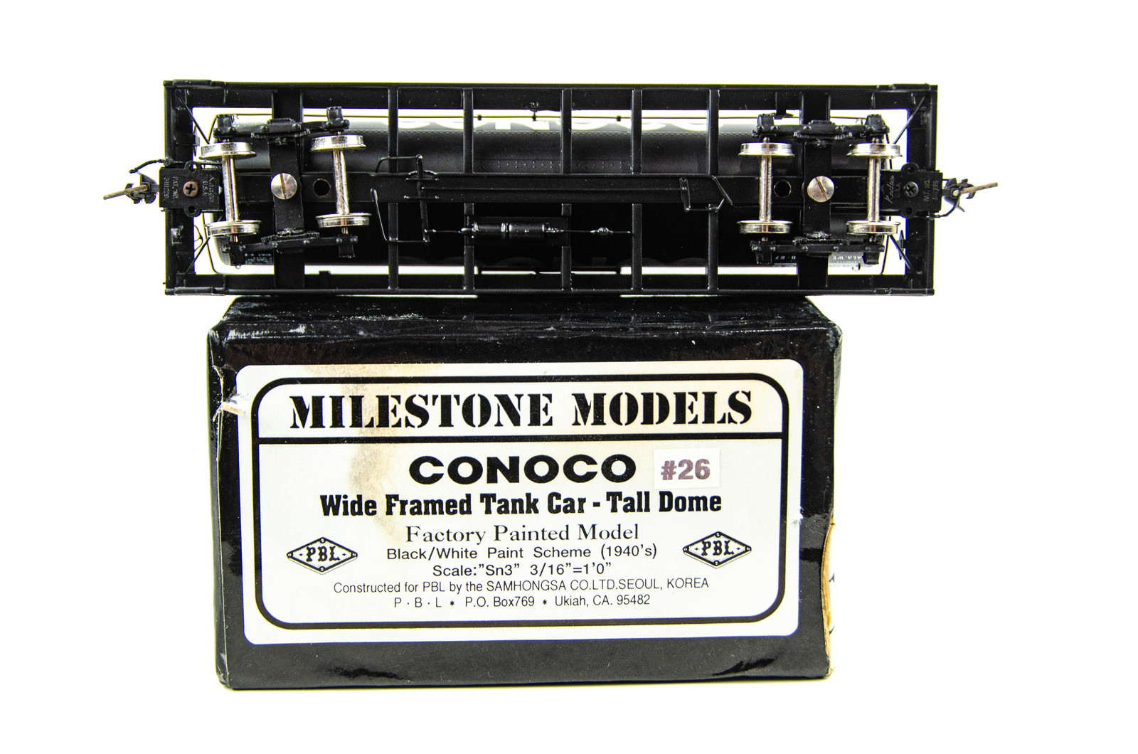 Milestone PBL Sn3 Brass Conoco Wide Framed Tank Car Tall Dome Factory Painted