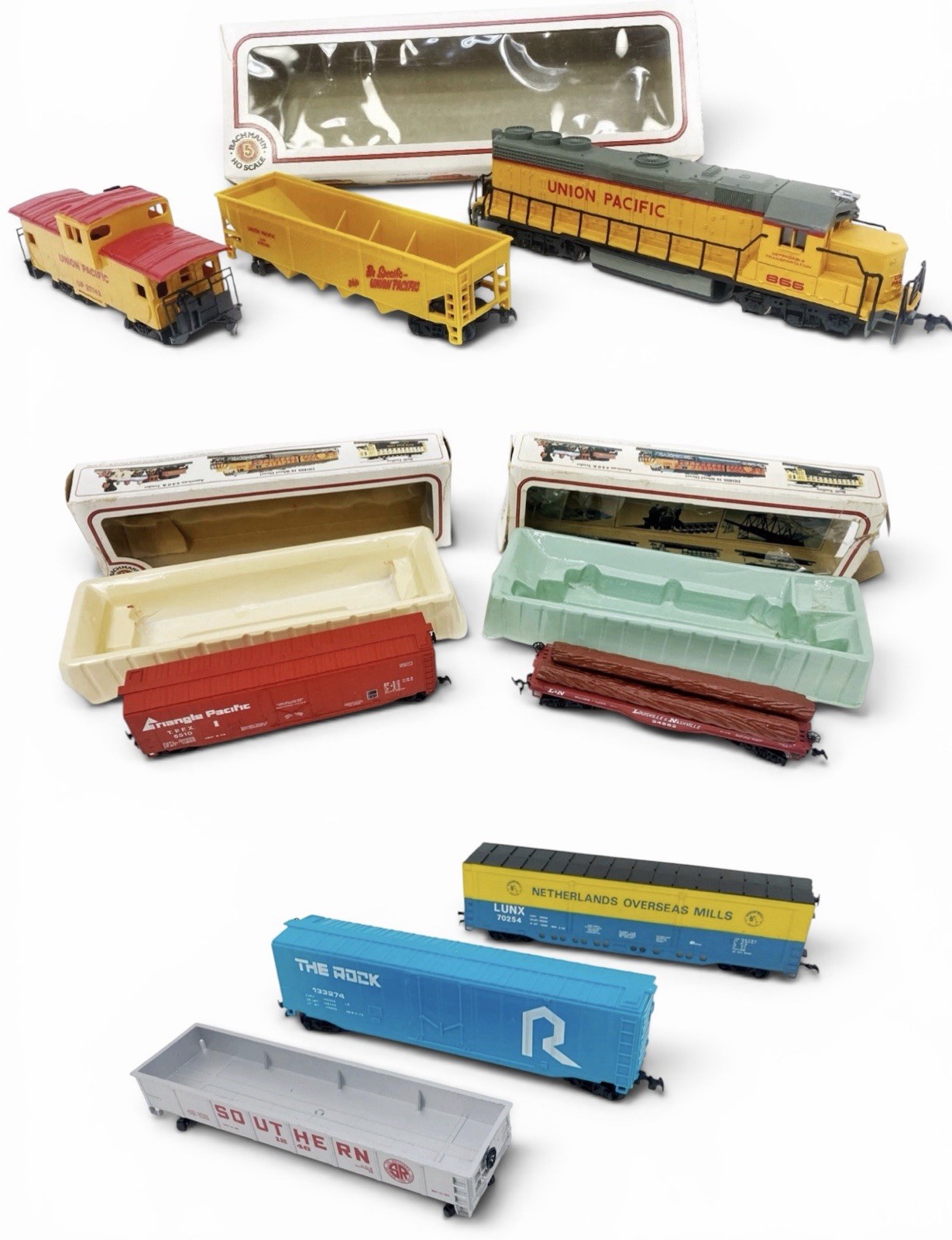Bachmann HO Union Pacific Engine Hopper Caboose Netherlands Flatcar Lot Parts