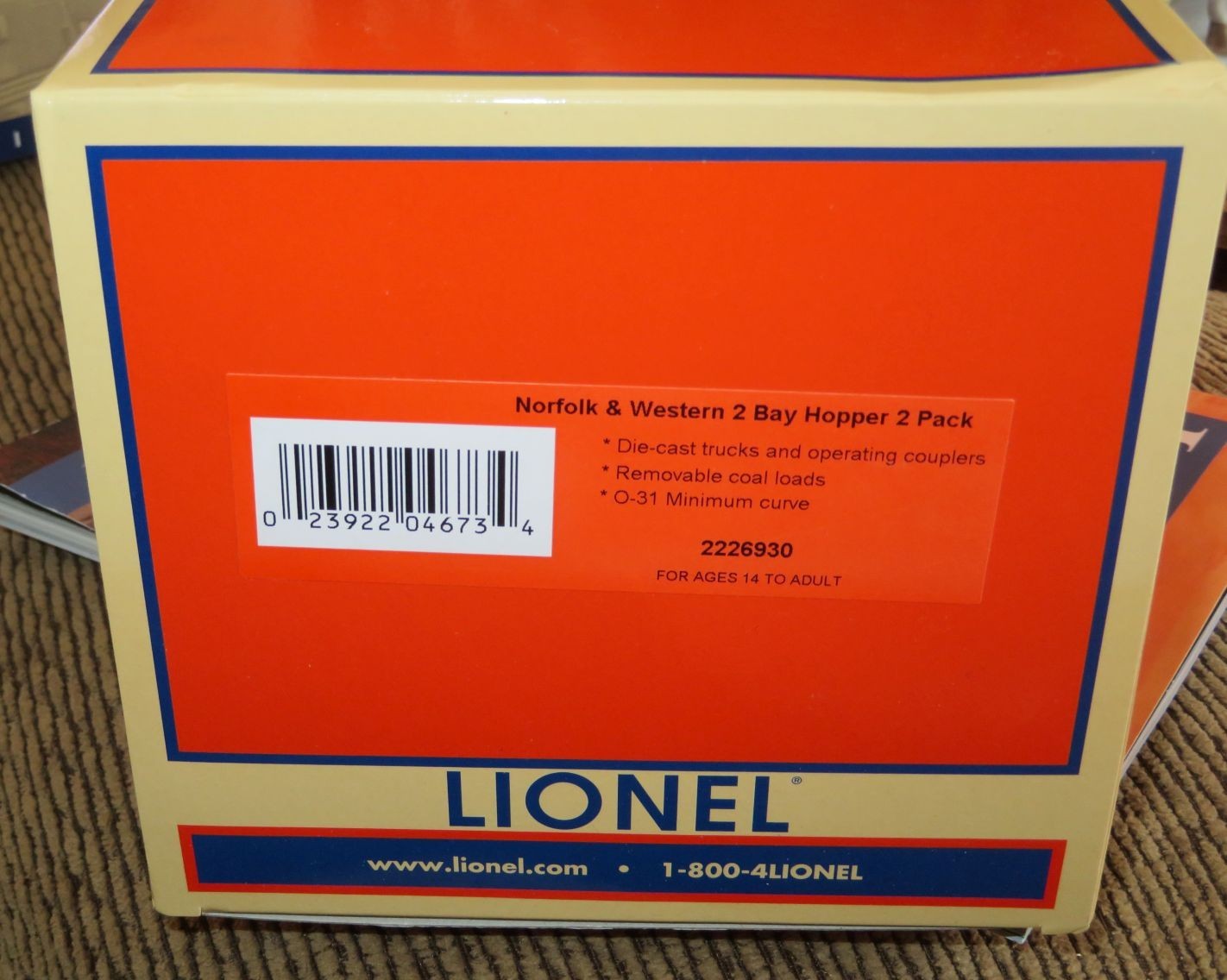 LIONEL 2226930 Norfolk & Western 2 Bay Hopper 2-Pack – NEW – NR