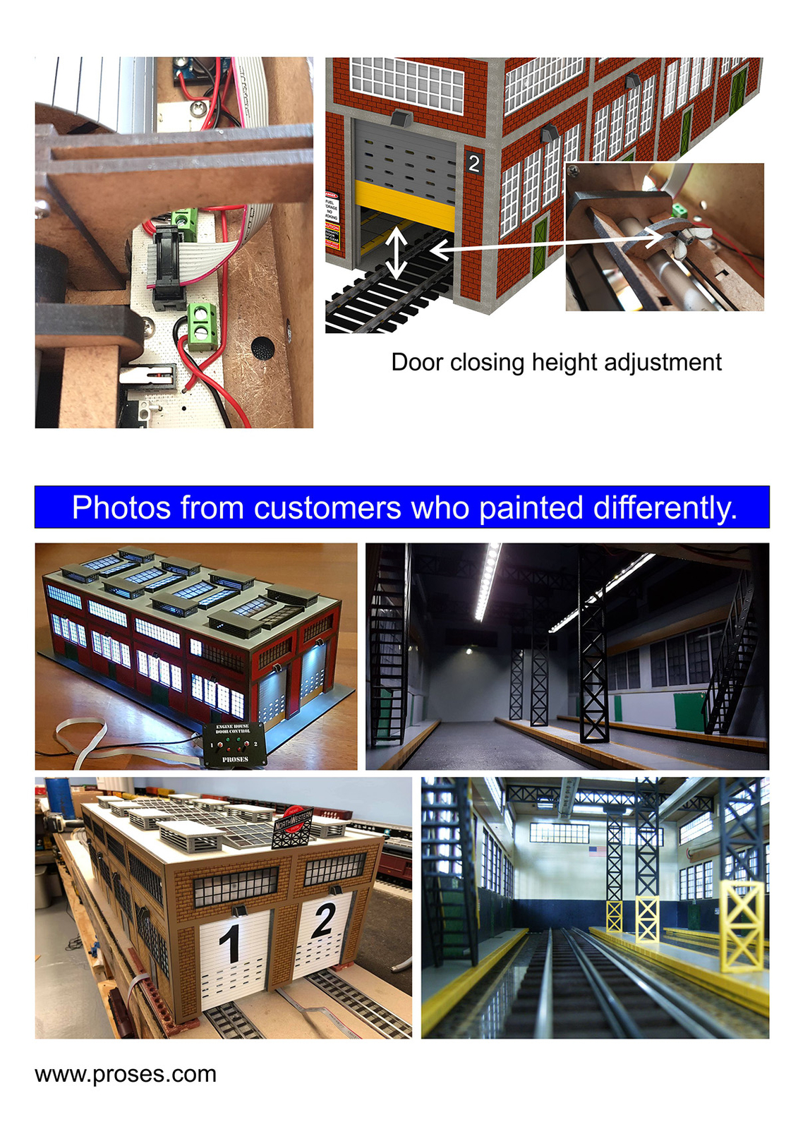 Two Stall Diesel Engine House w/Motorized Doors, Indoor/Outdoor Lighting O Gauge