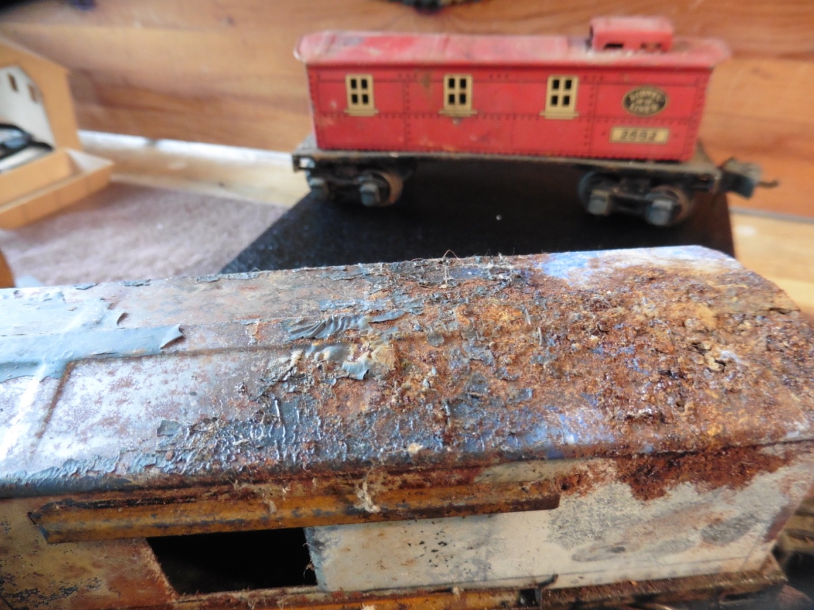 3 Vtg Pre War O Gauge Lionel Lines Tin Metal Model Train Cars 2680 – 2682 – 2679
