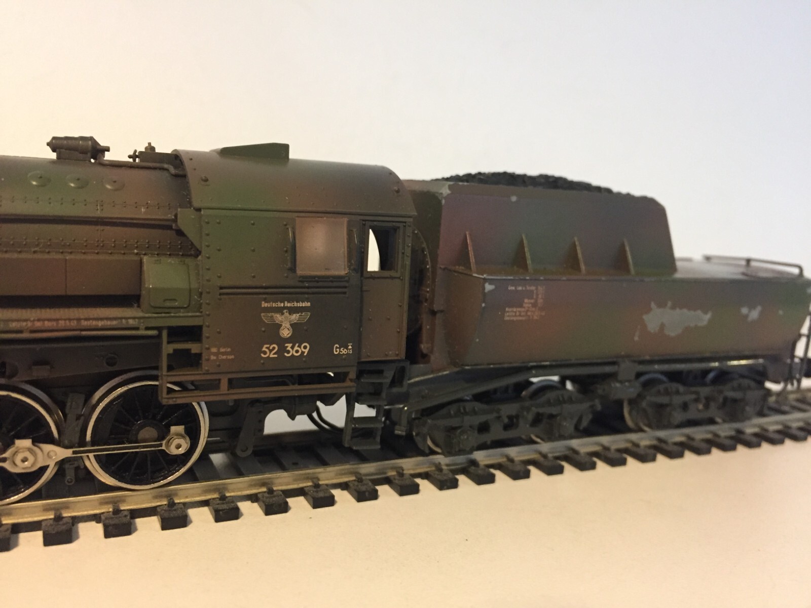 Liliput 852 Ensemble of Br52 2-10-0 in DRB Wehrmacht Camouflaged Epoch ii Livery