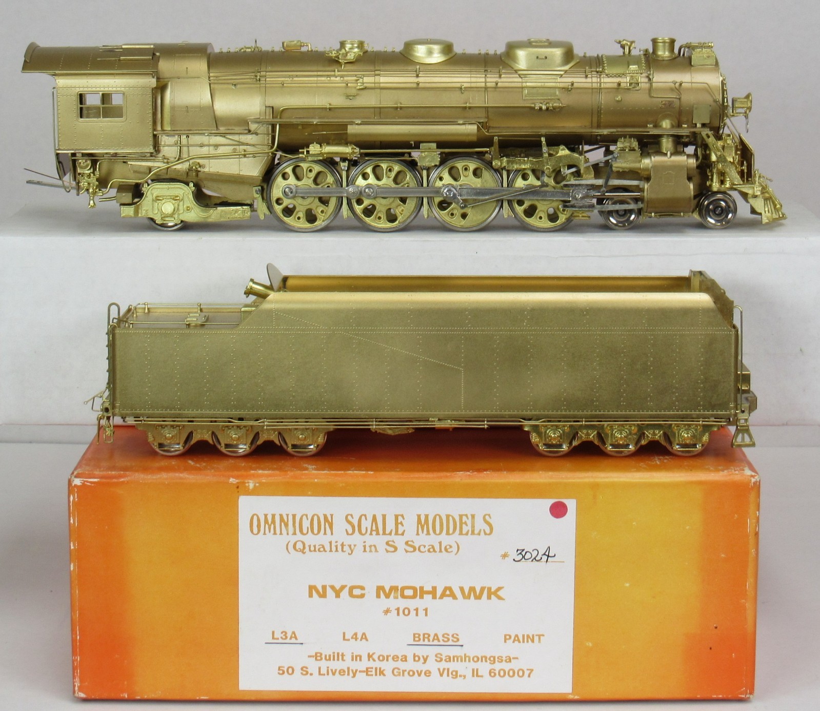 Omnicon NYC (New York Central) 4-8-2 L3A Mohawk Steam Engine S-Scale BRASS *