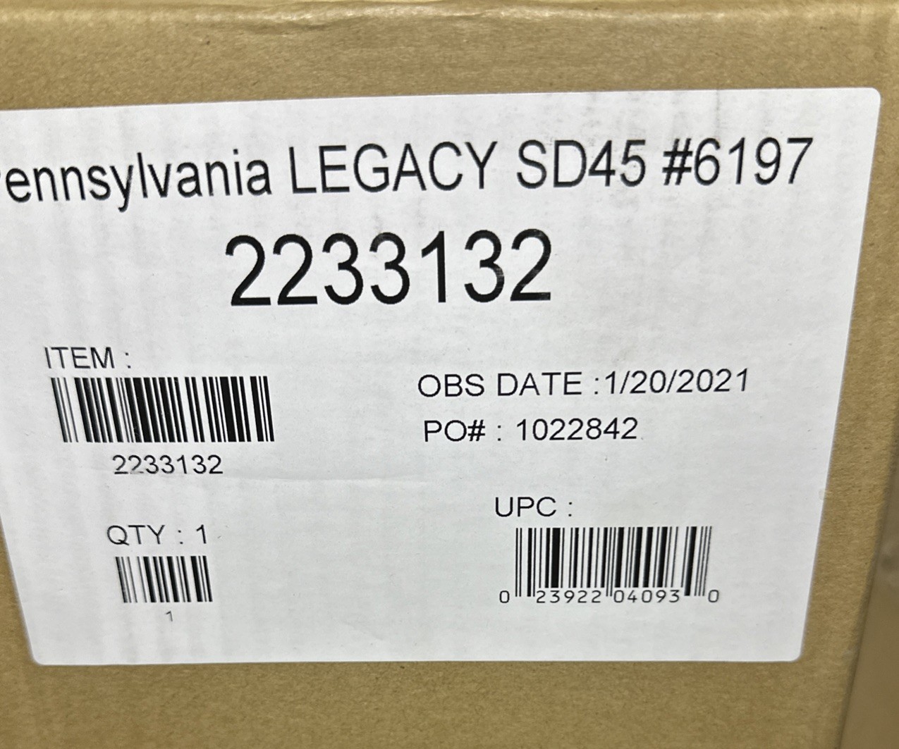 LIONEL Legacy 2233132 PENNSYLVANIA SD45 Diesel Locomotive 6197 O-Scale Bluetooth