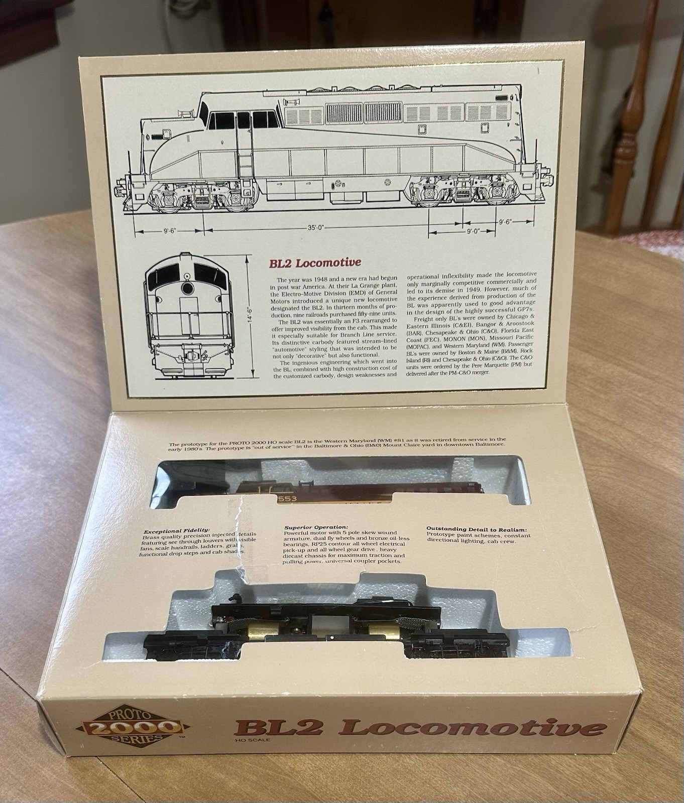 HO Proto 2000 Boston & Maine BL2 Diesel Locomotive #1553