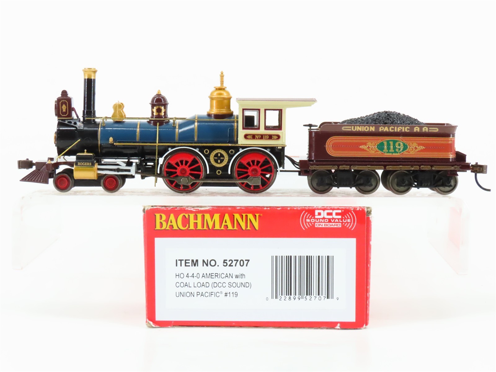HO Scale Bachmann 52707 UP Union Pacific 4-4-0 American Steam #119 w/DCC & Sound